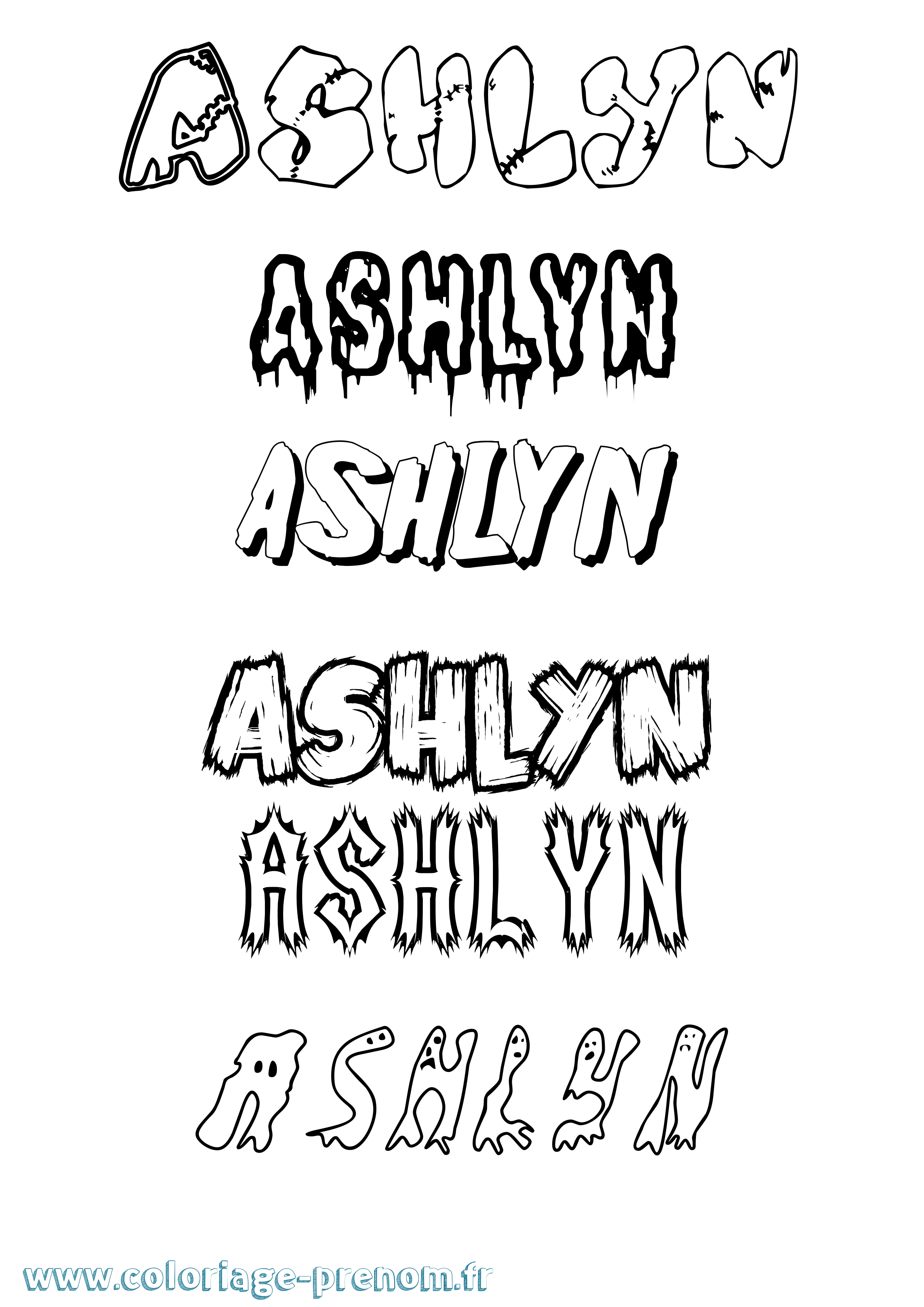 Coloriage Ashlyn Frisson Coloriage prénom Ashlyn Frisson