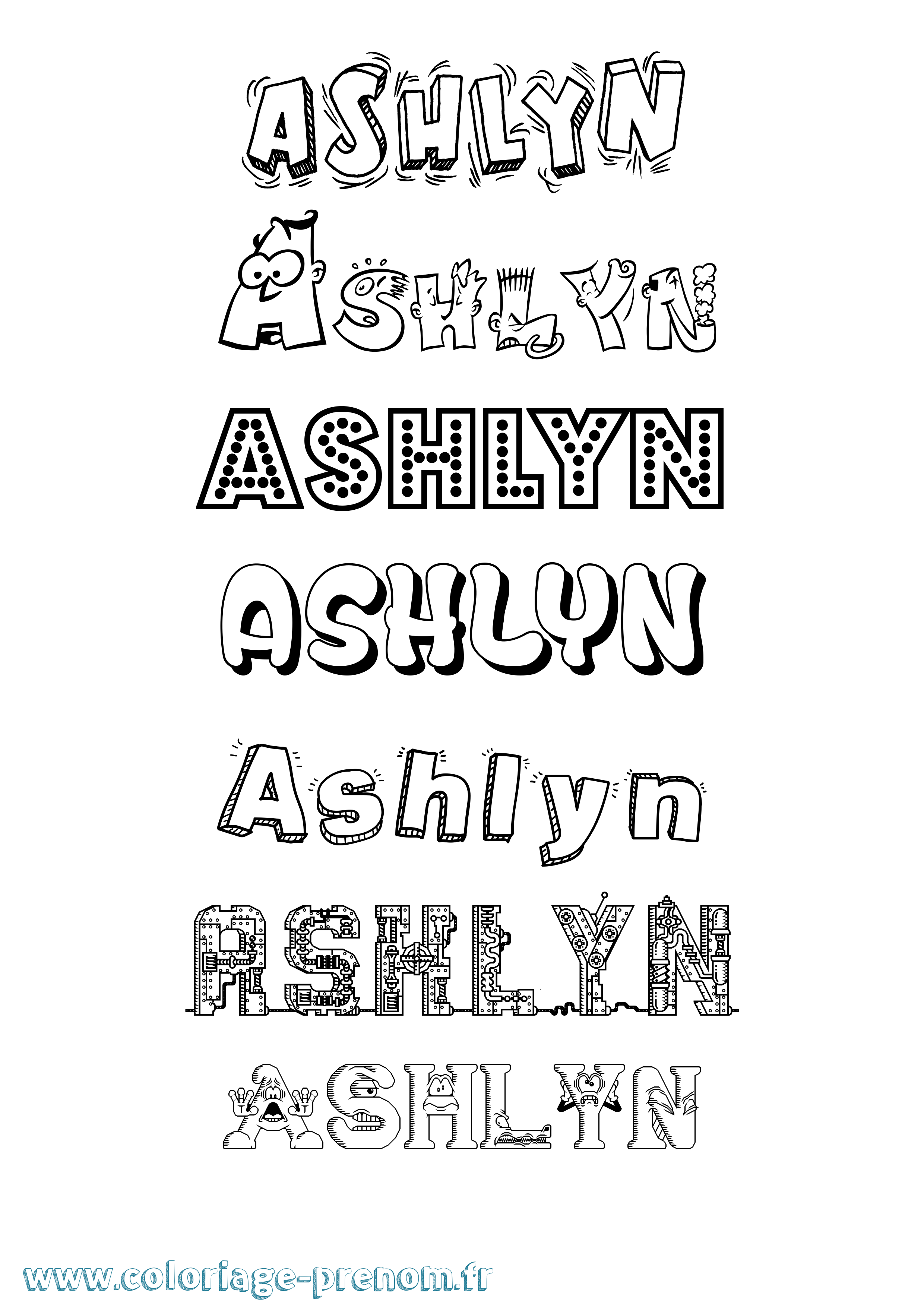 Coloriage Ashlyn Fun Coloriage prénom Ashlyn Fun