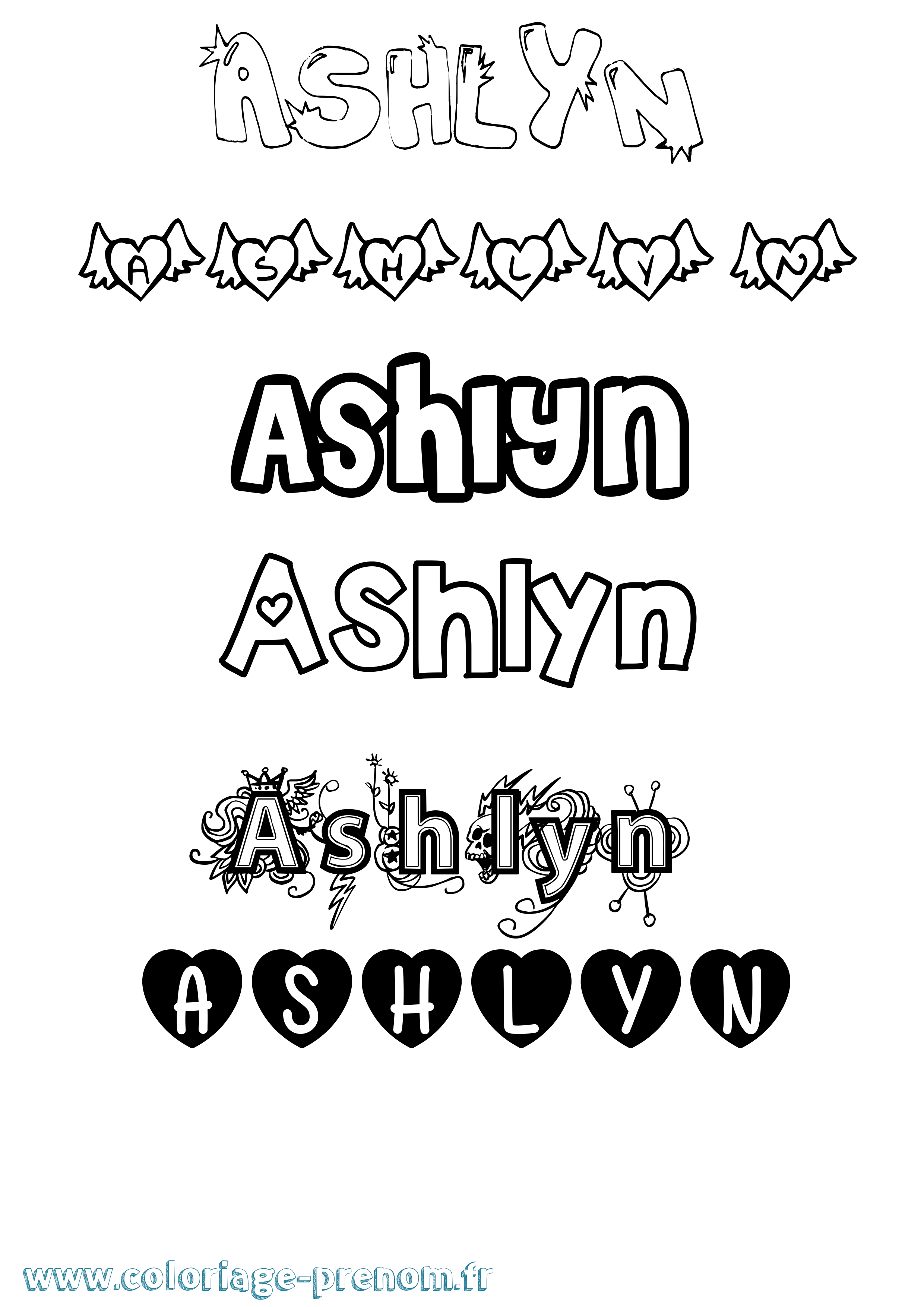 Coloriage Ashlyn Girly Coloriage prénom Ashlyn Girly