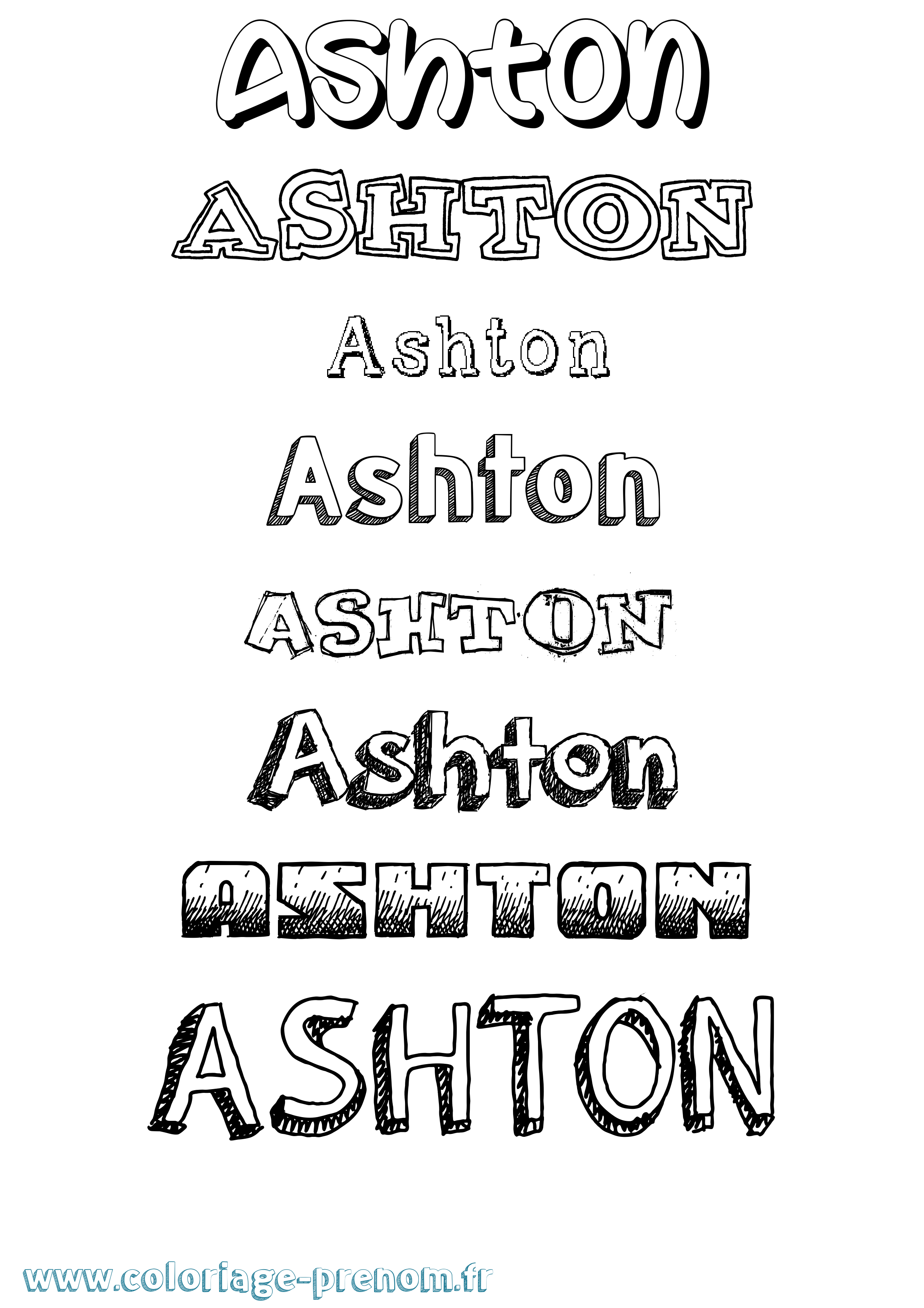 Coloriage prénom Ashton Dessiné