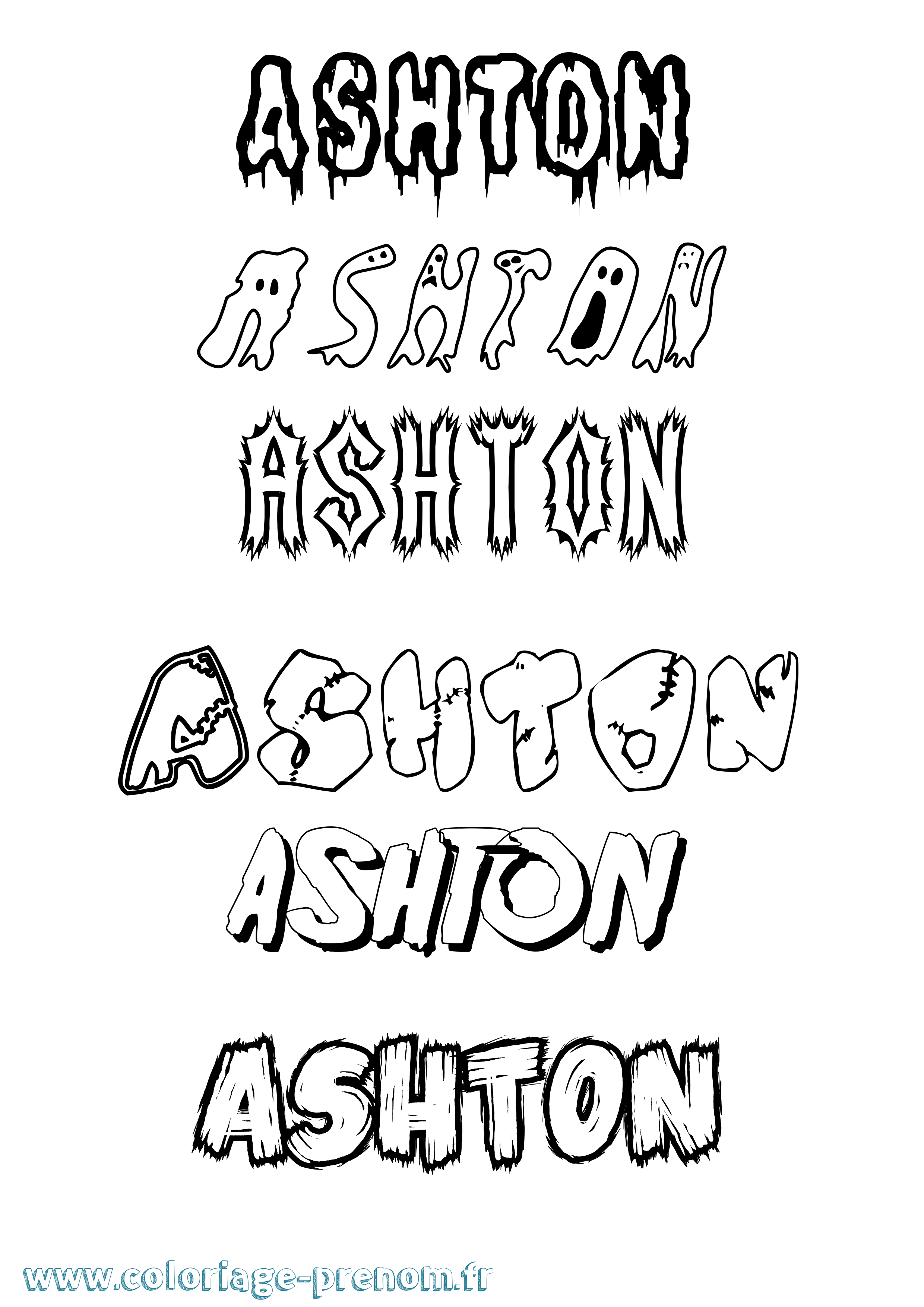 Coloriage prénom Ashton Frisson