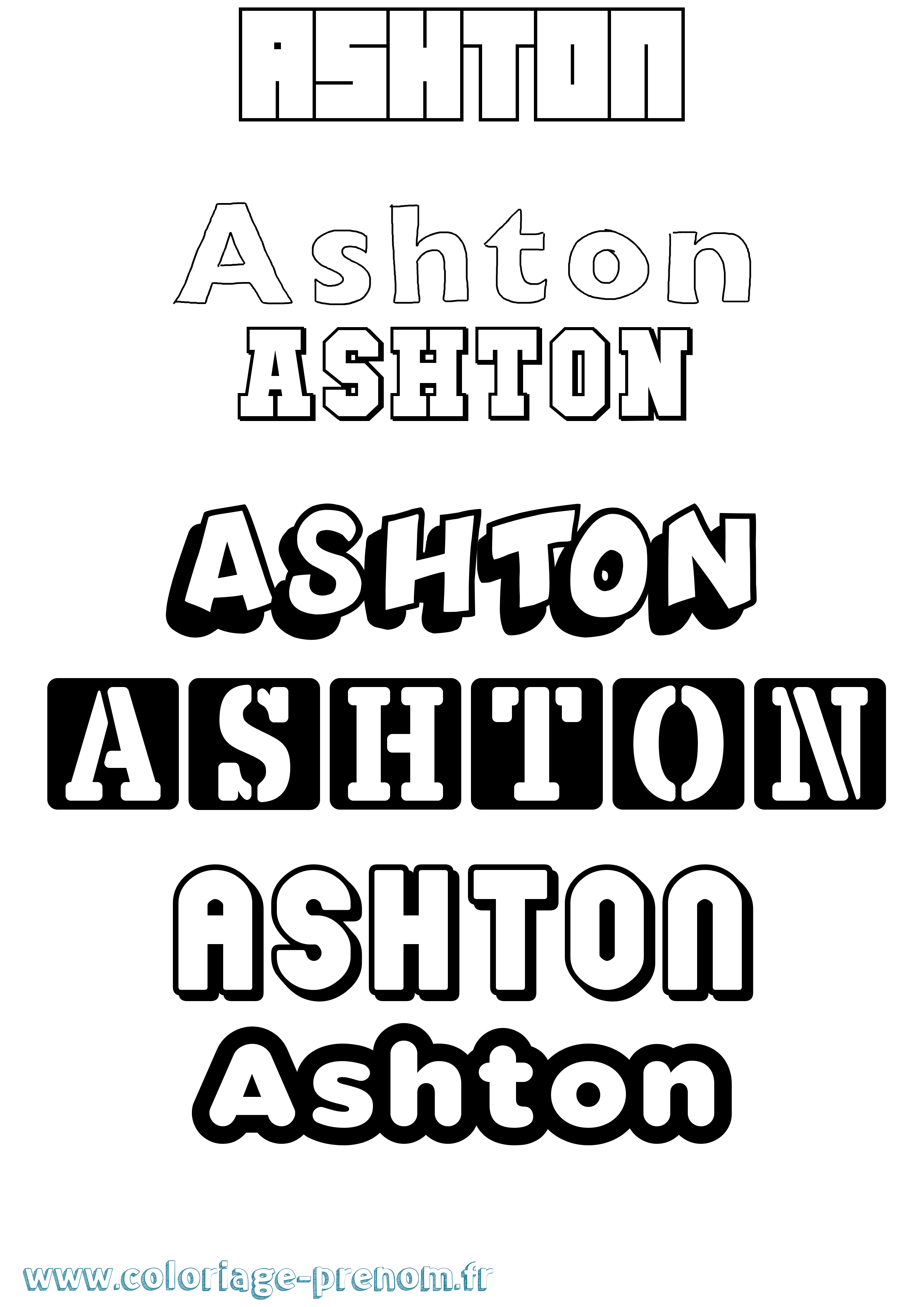 Coloriage prénom Ashton Simple