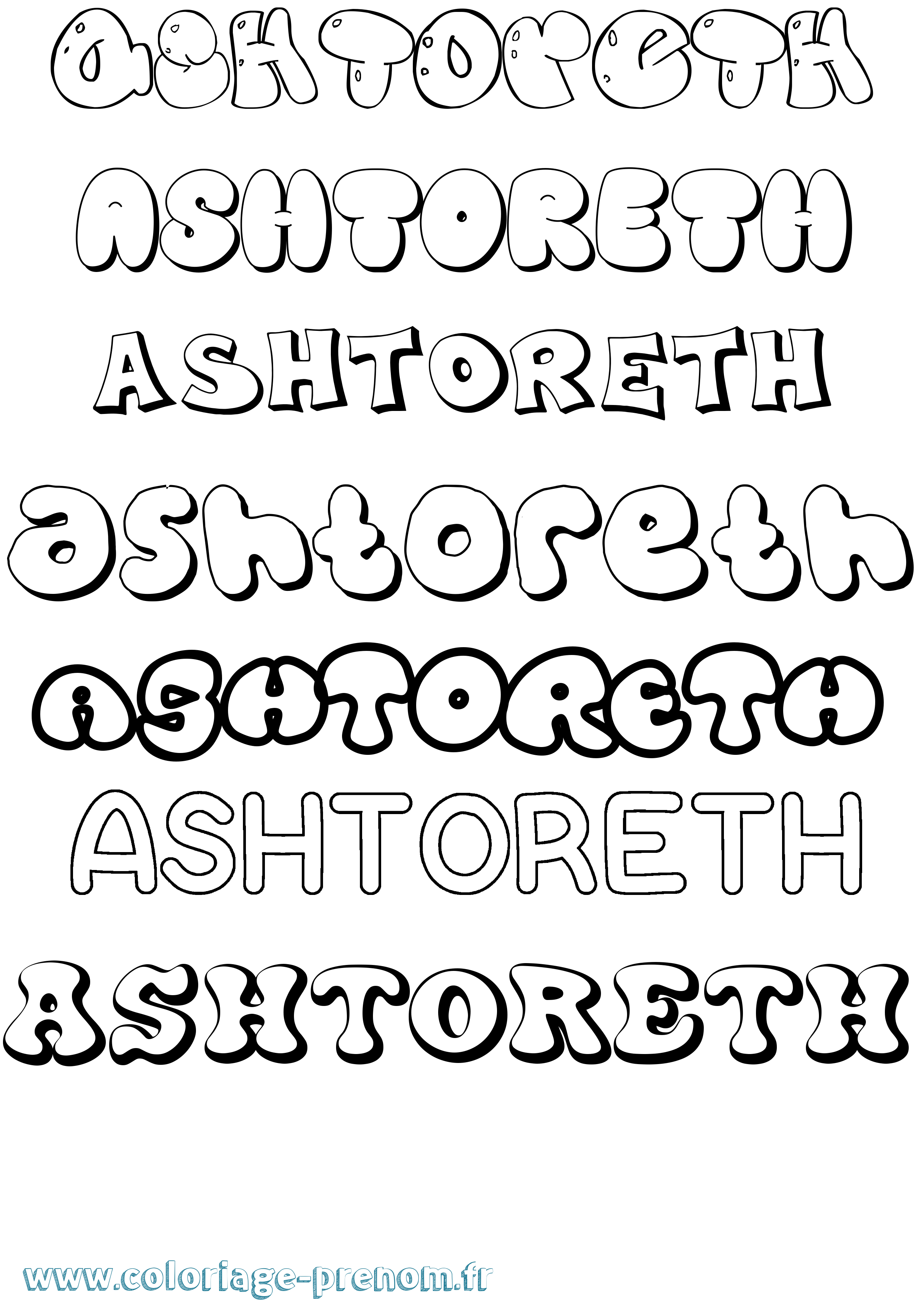 Coloriage prénom Ashtoreth Bubble