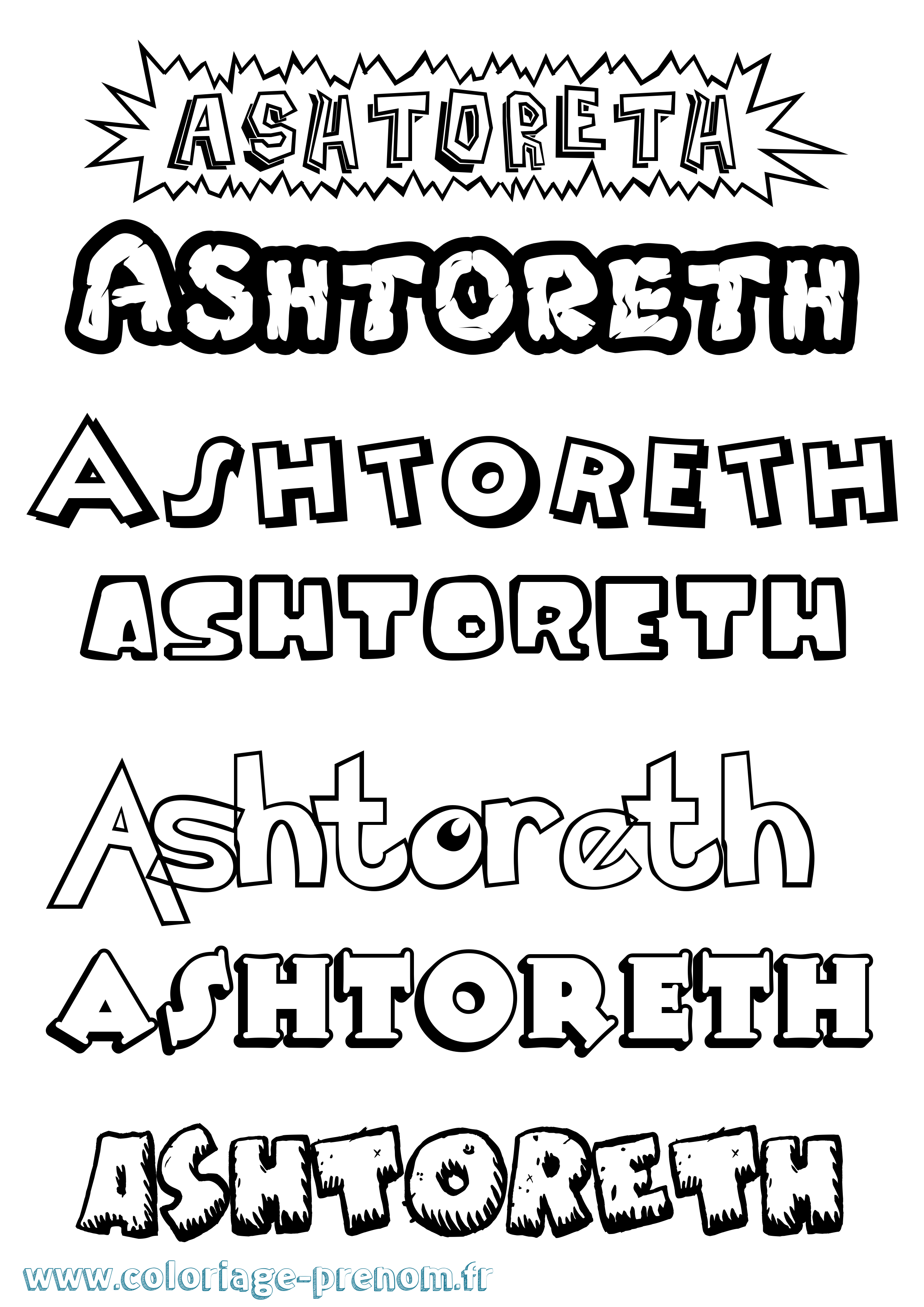 Coloriage prénom Ashtoreth Dessin Animé