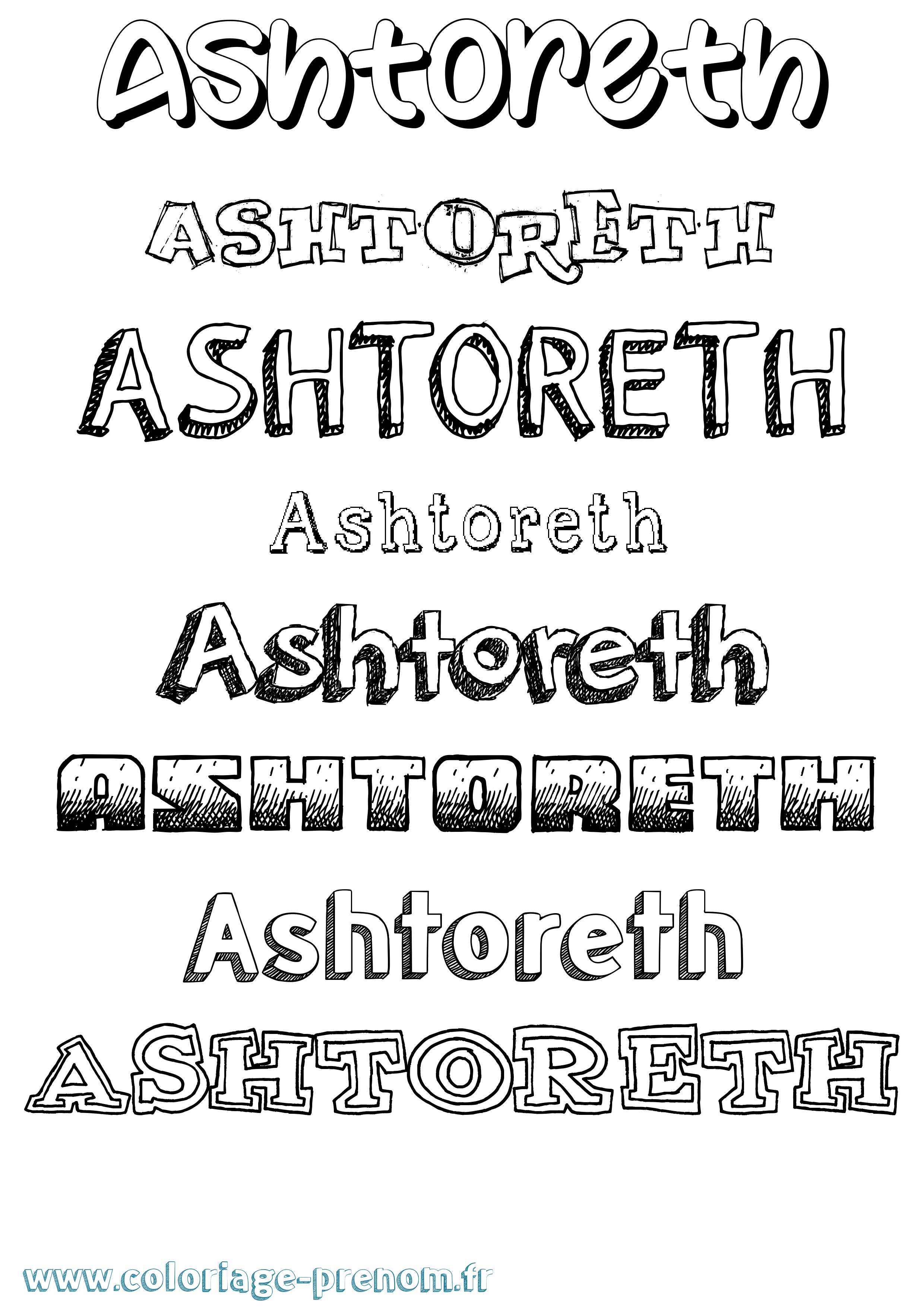 Coloriage prénom Ashtoreth Dessiné