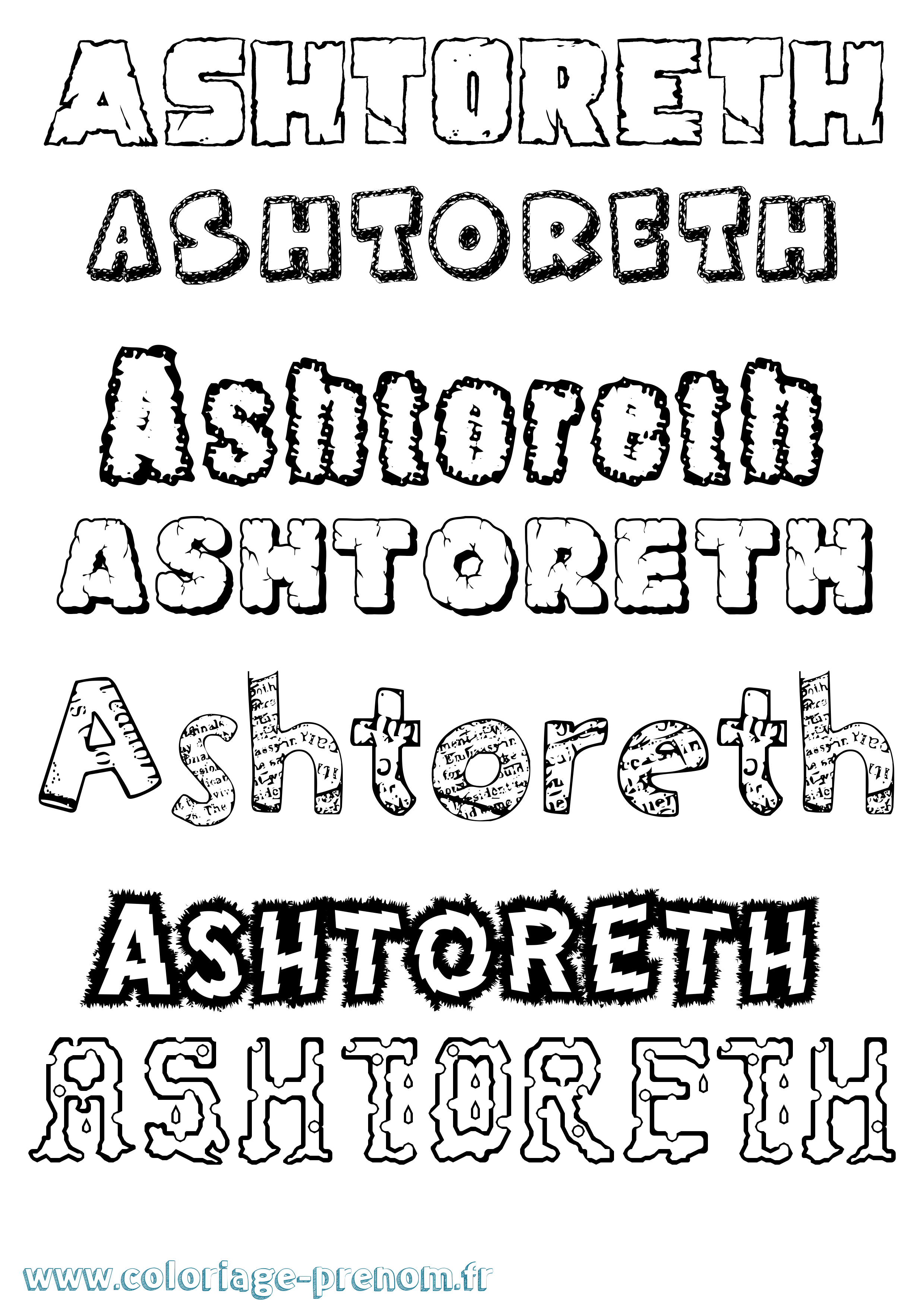 Coloriage prénom Ashtoreth Destructuré
