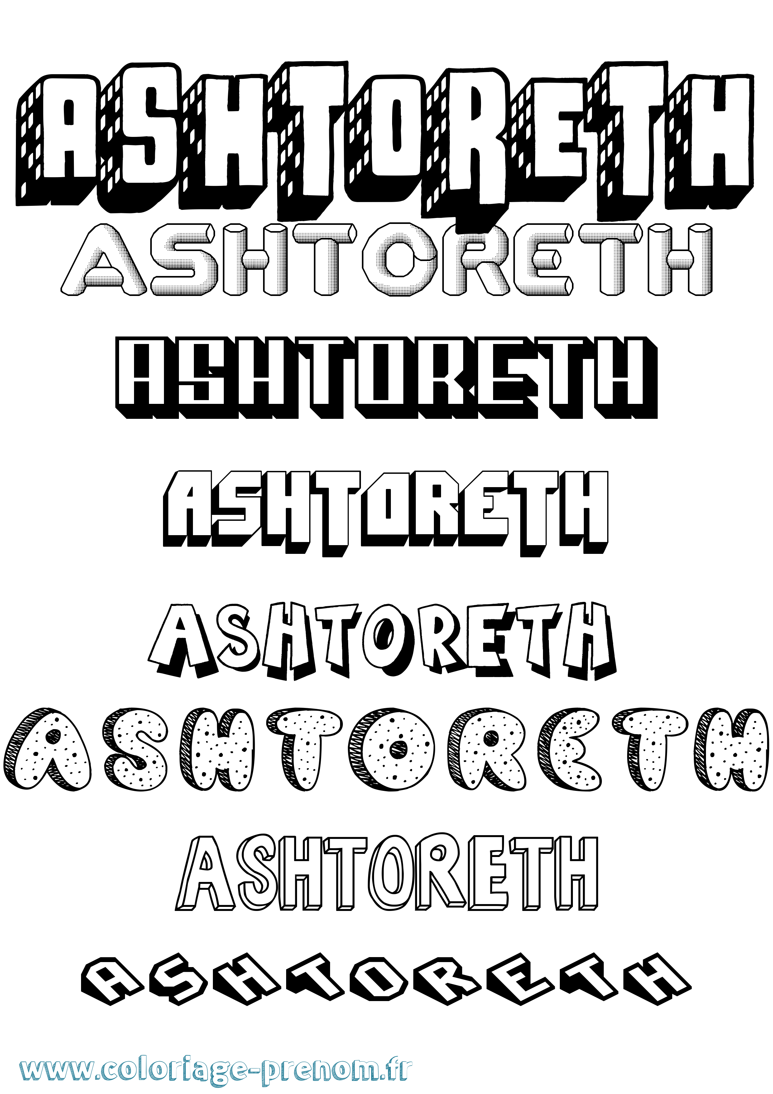 Coloriage prénom Ashtoreth Effet 3D