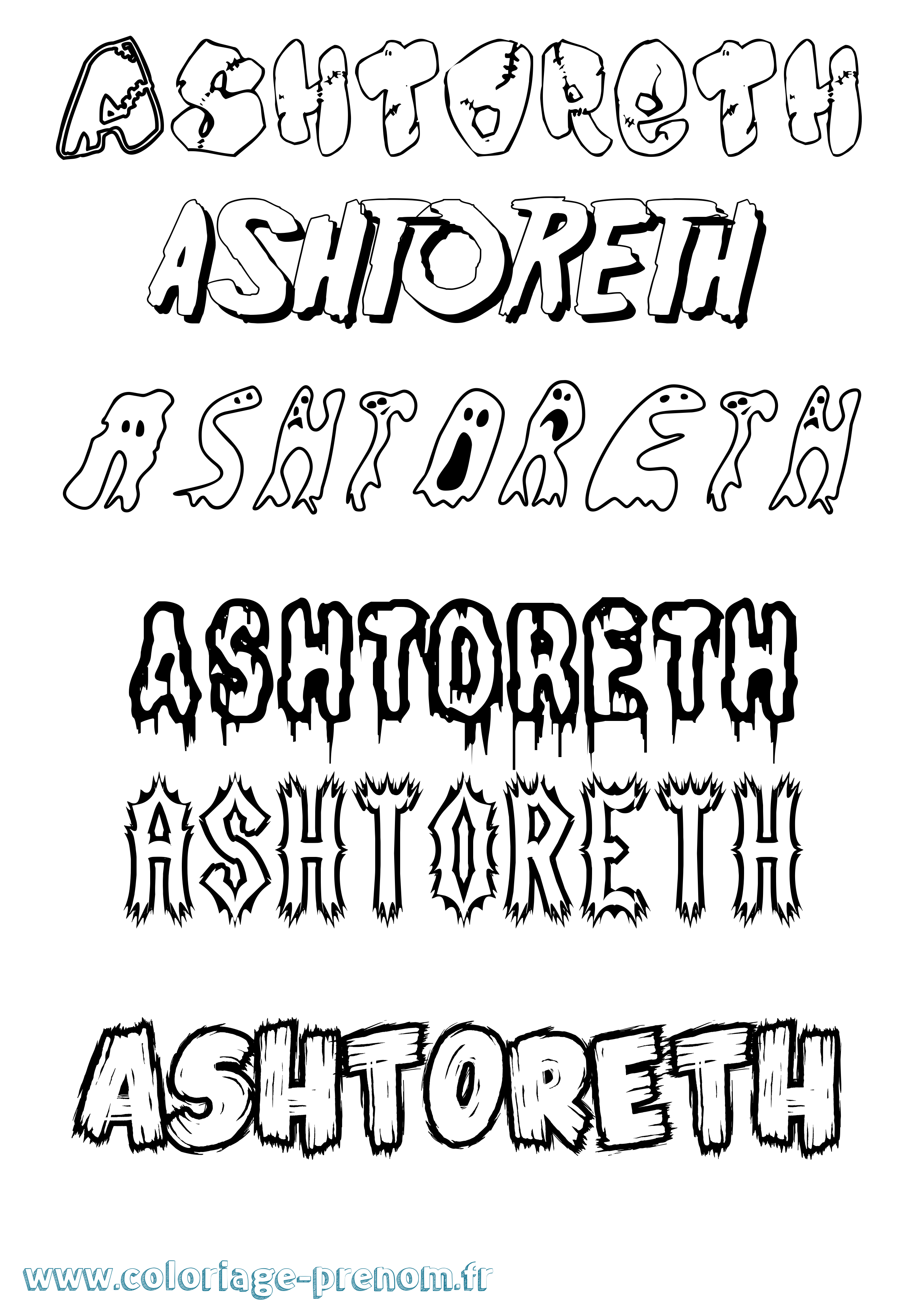Coloriage prénom Ashtoreth Frisson