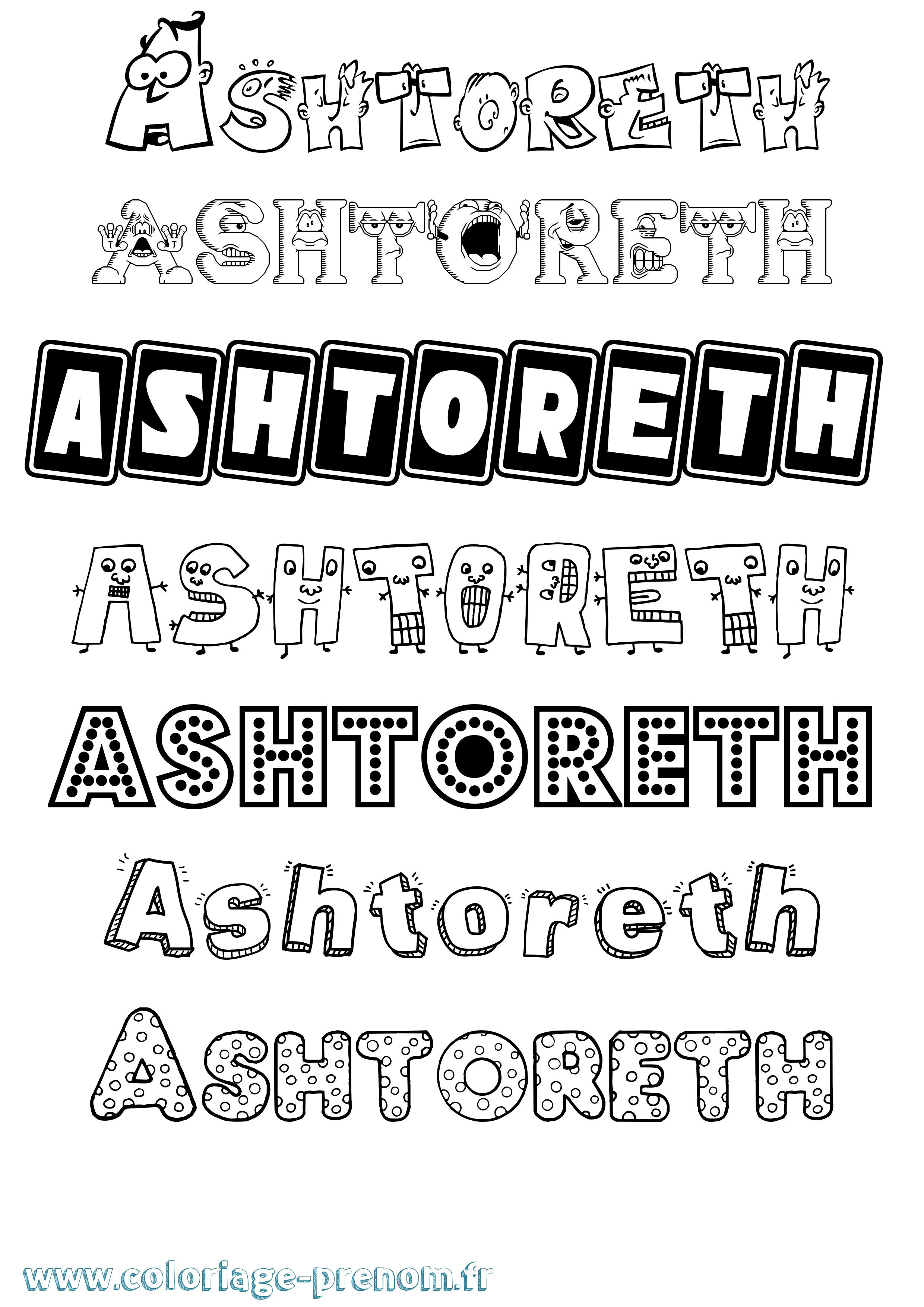 Coloriage prénom Ashtoreth Fun