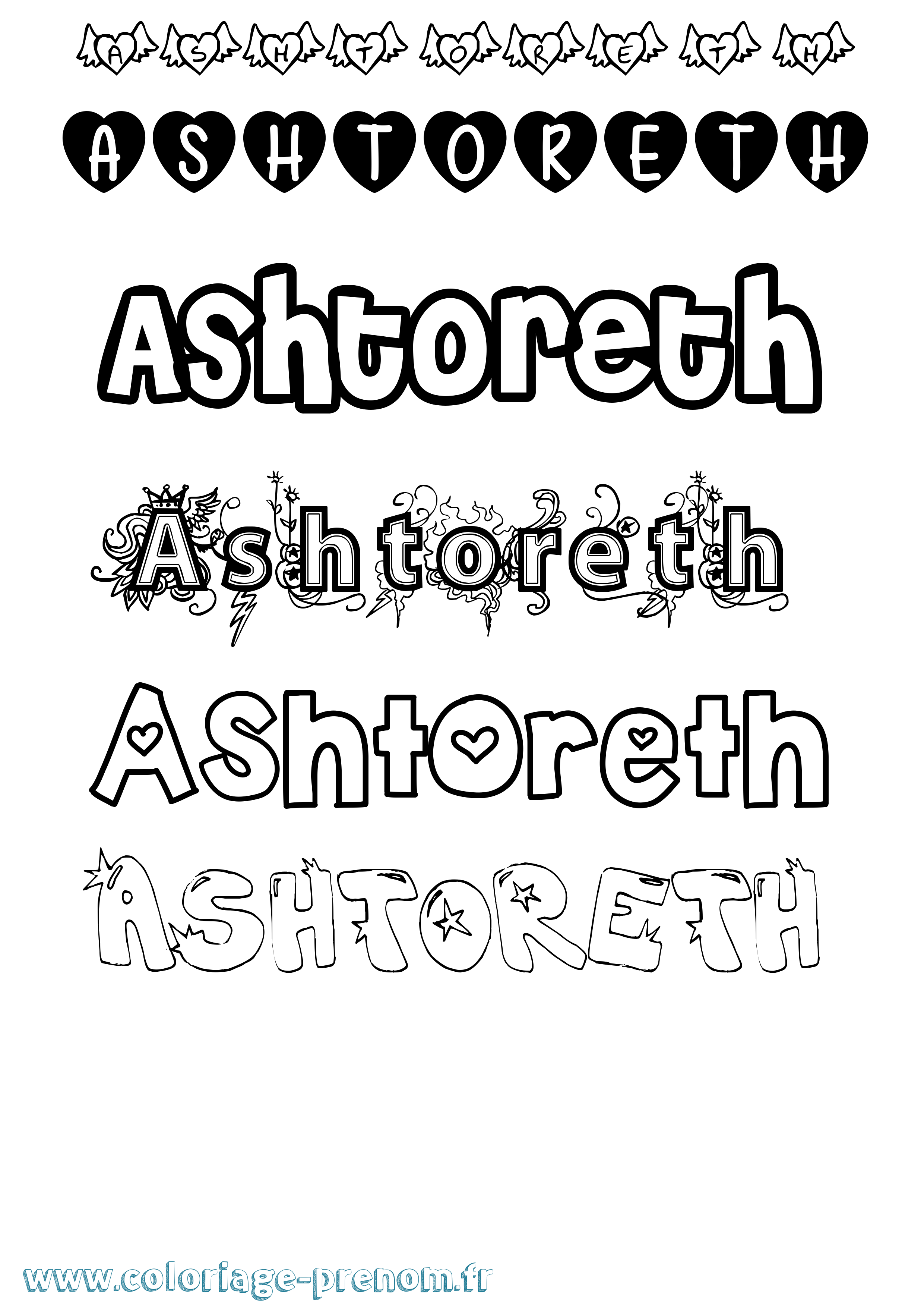 Coloriage prénom Ashtoreth Girly