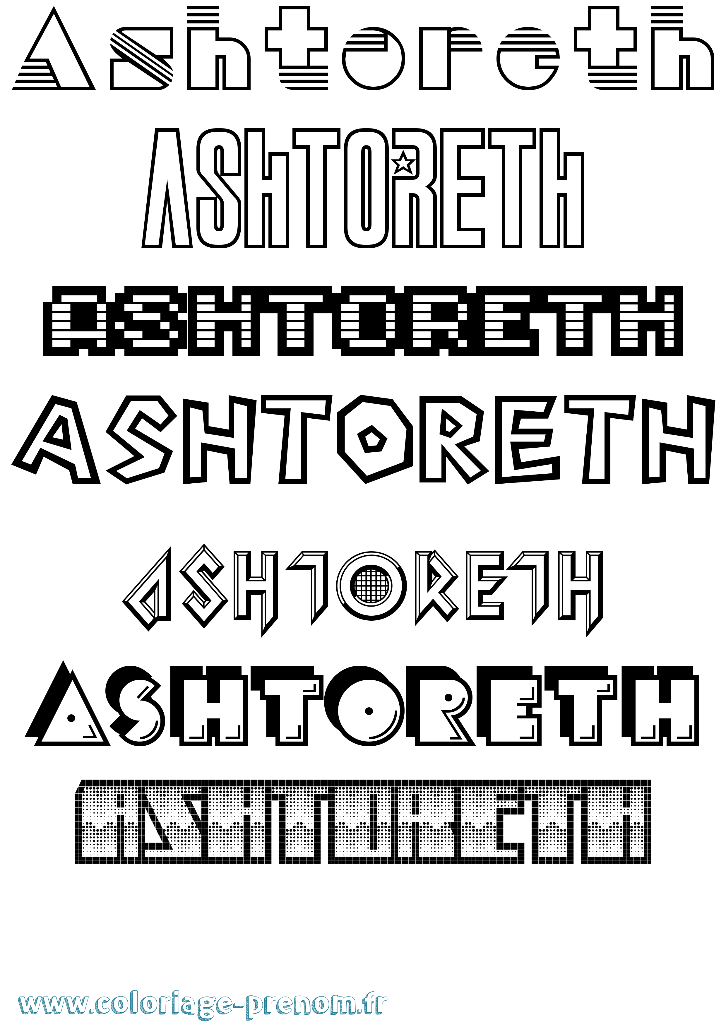 Coloriage prénom Ashtoreth Jeux Vidéos