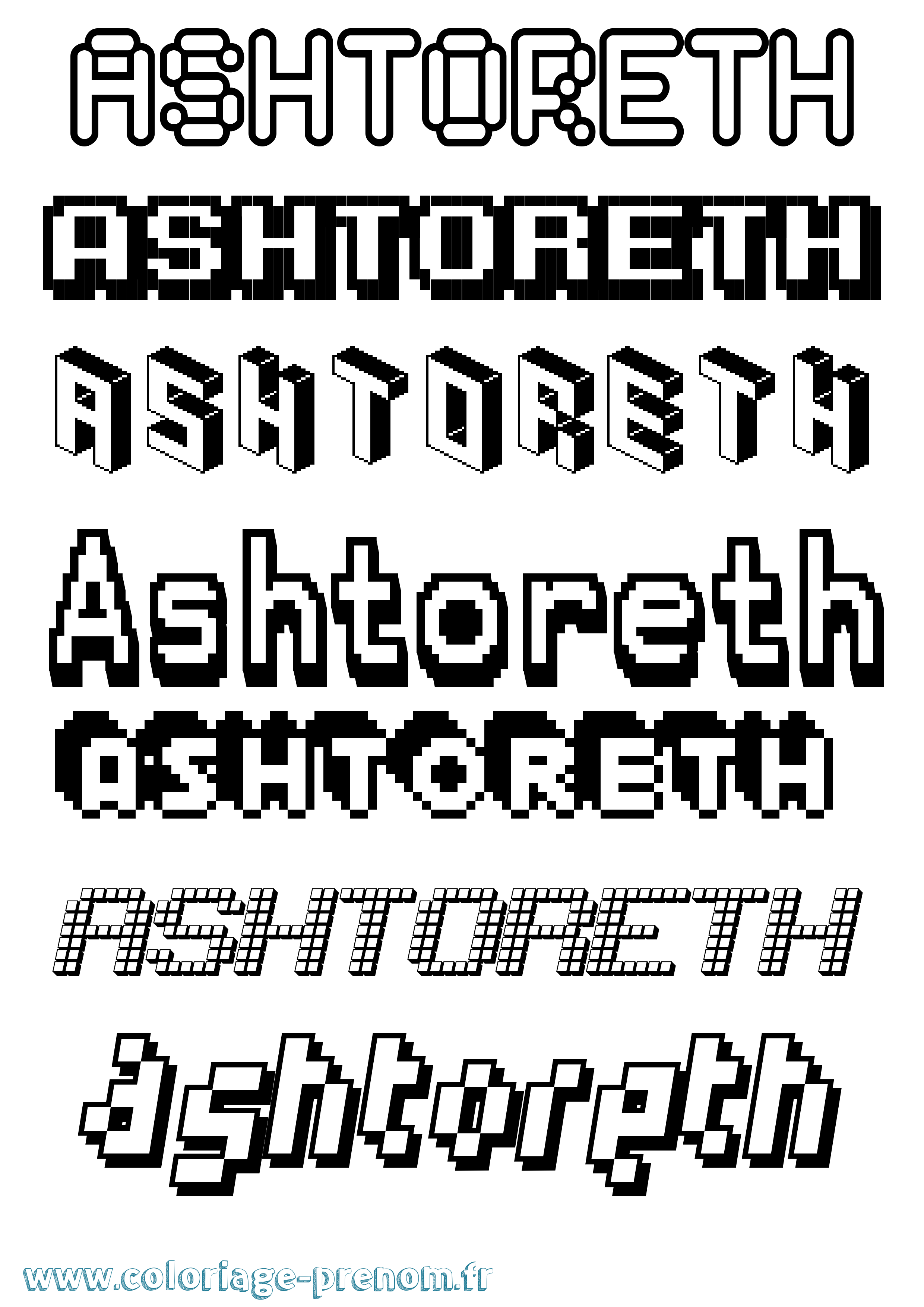 Coloriage prénom Ashtoreth Pixel