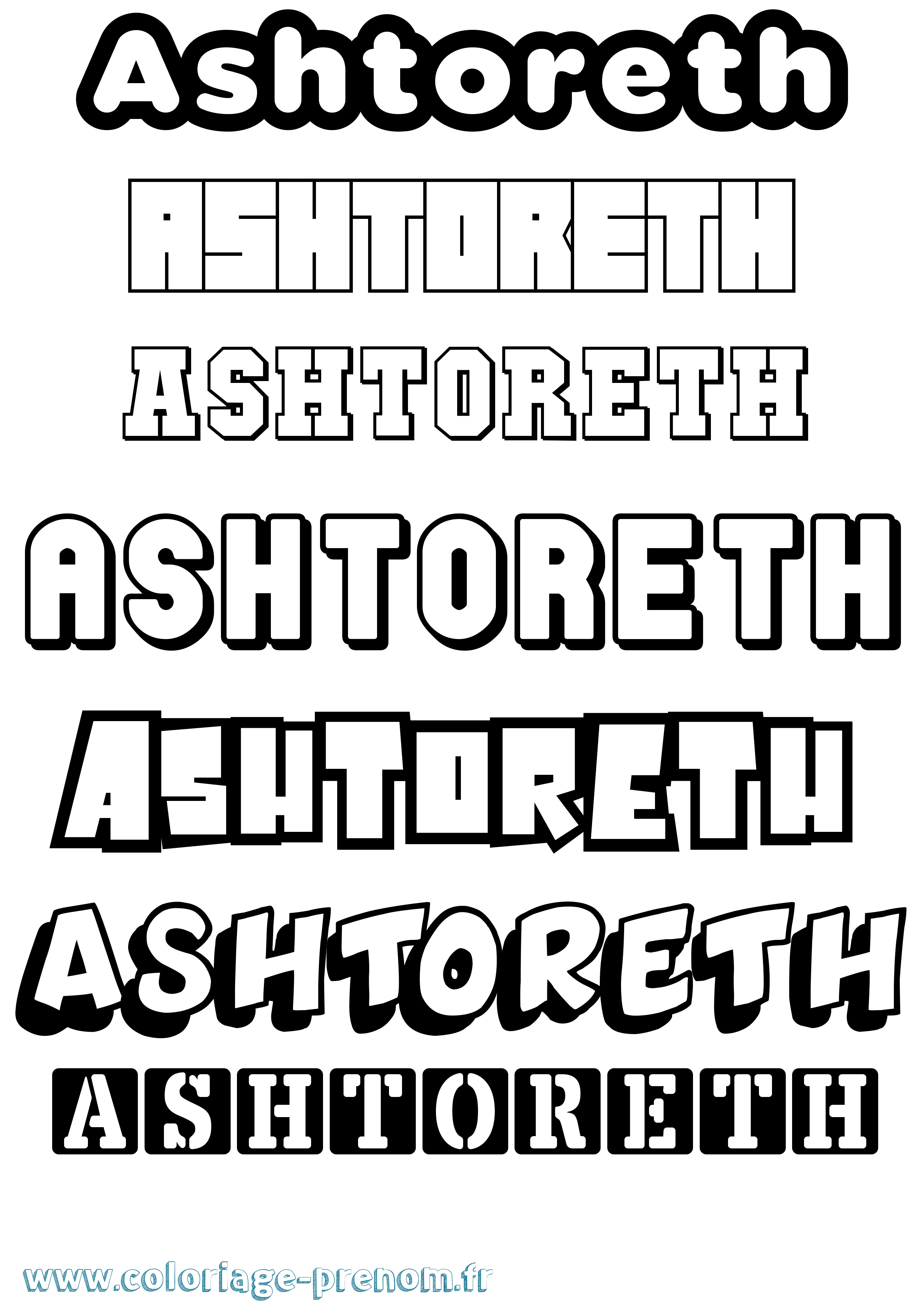 Coloriage prénom Ashtoreth Simple
