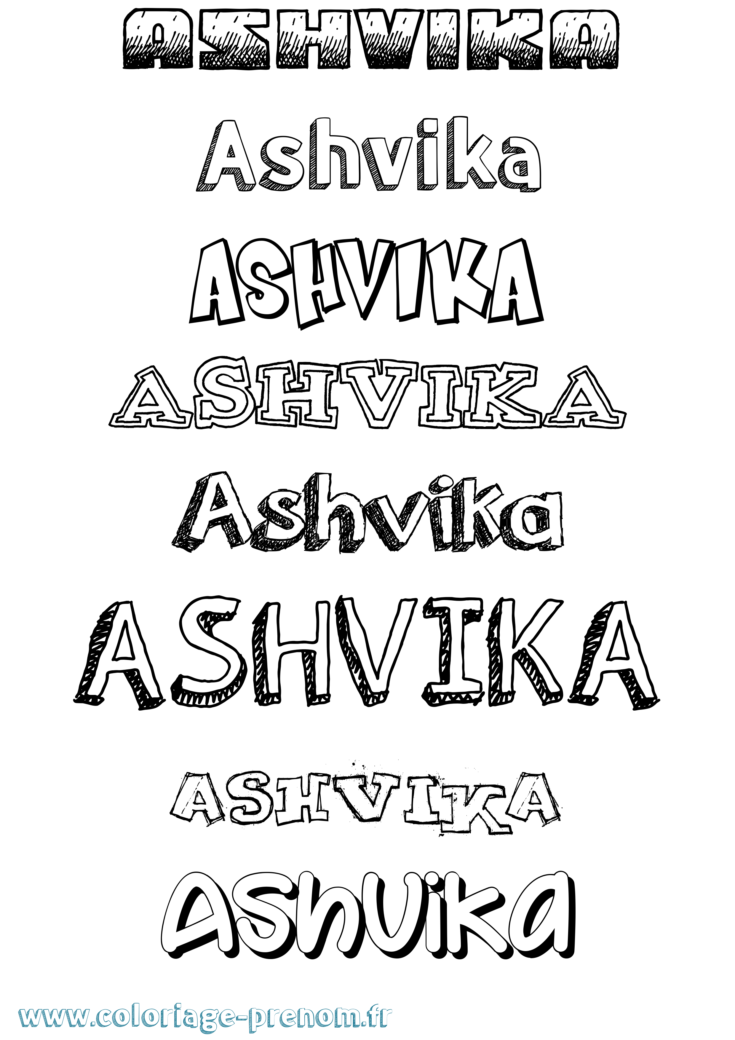 Coloriage prénom Ashvika Dessiné