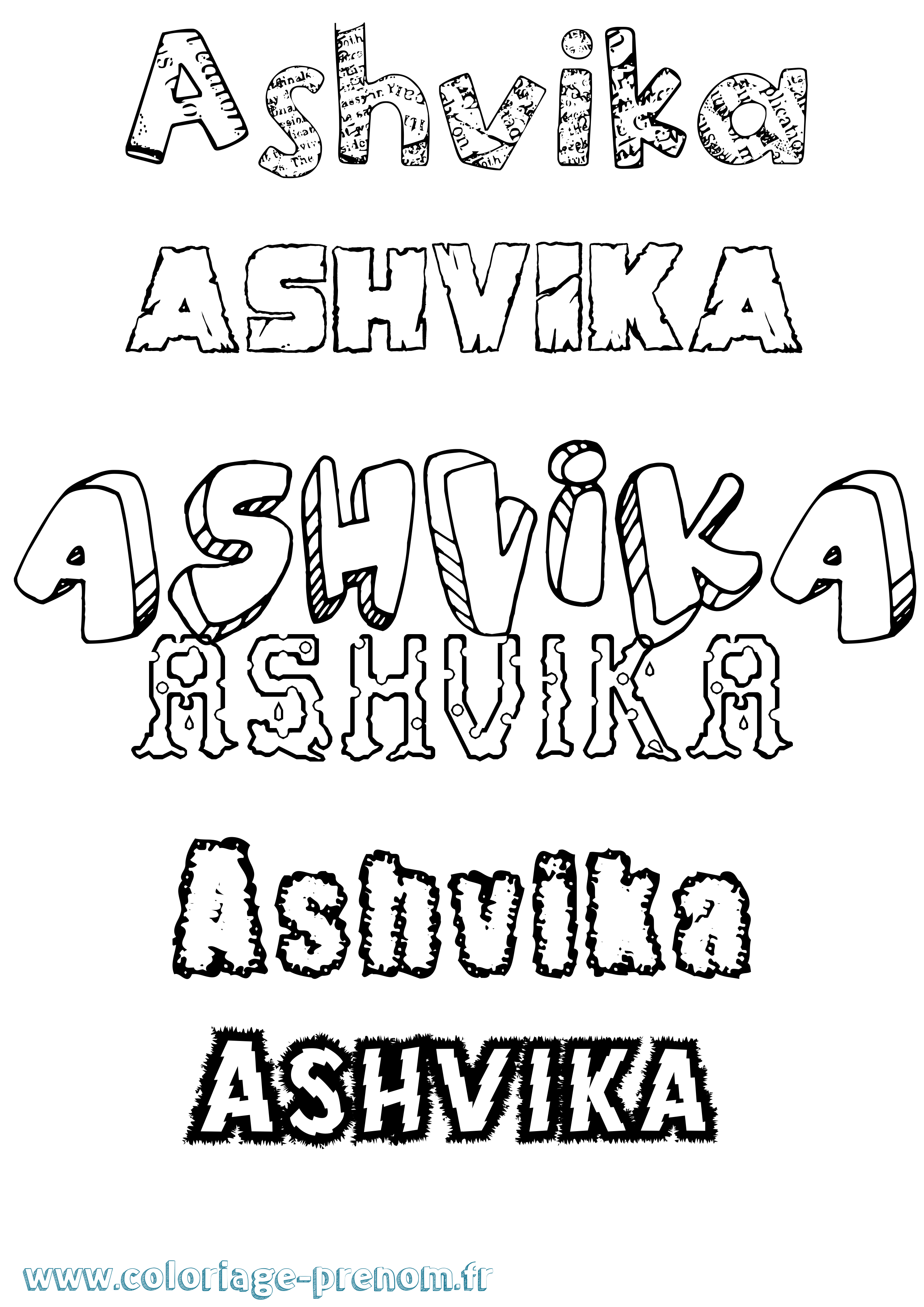 Coloriage prénom Ashvika Destructuré