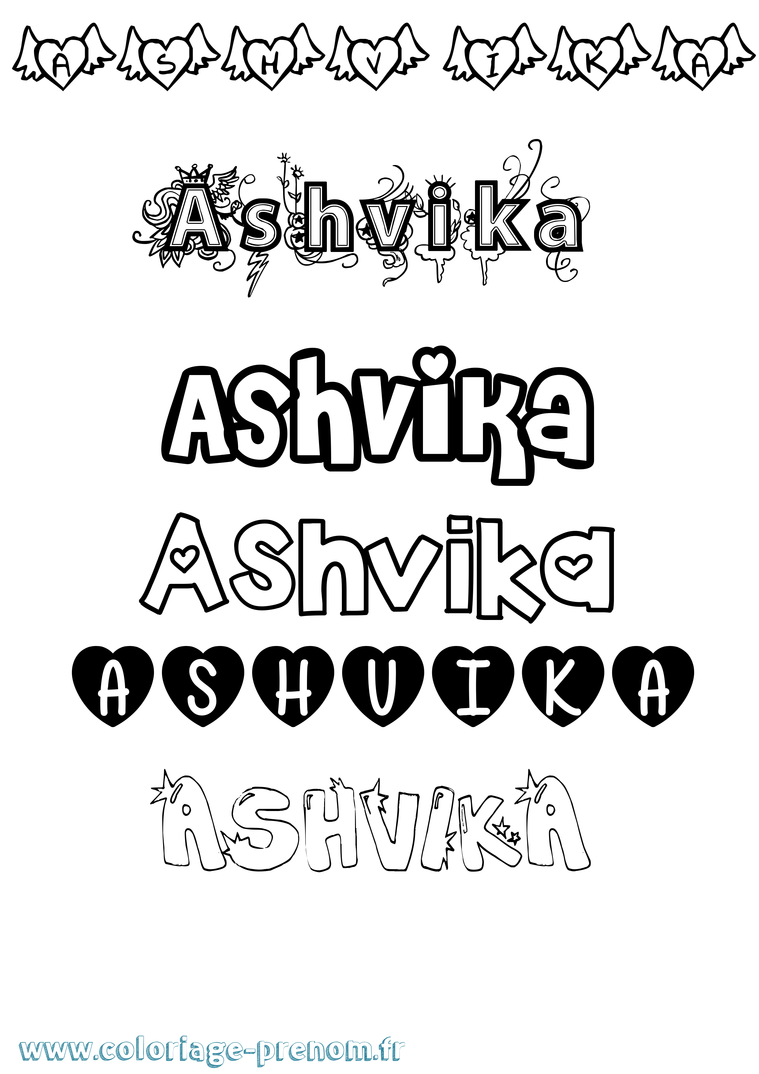 Coloriage prénom Ashvika Girly
