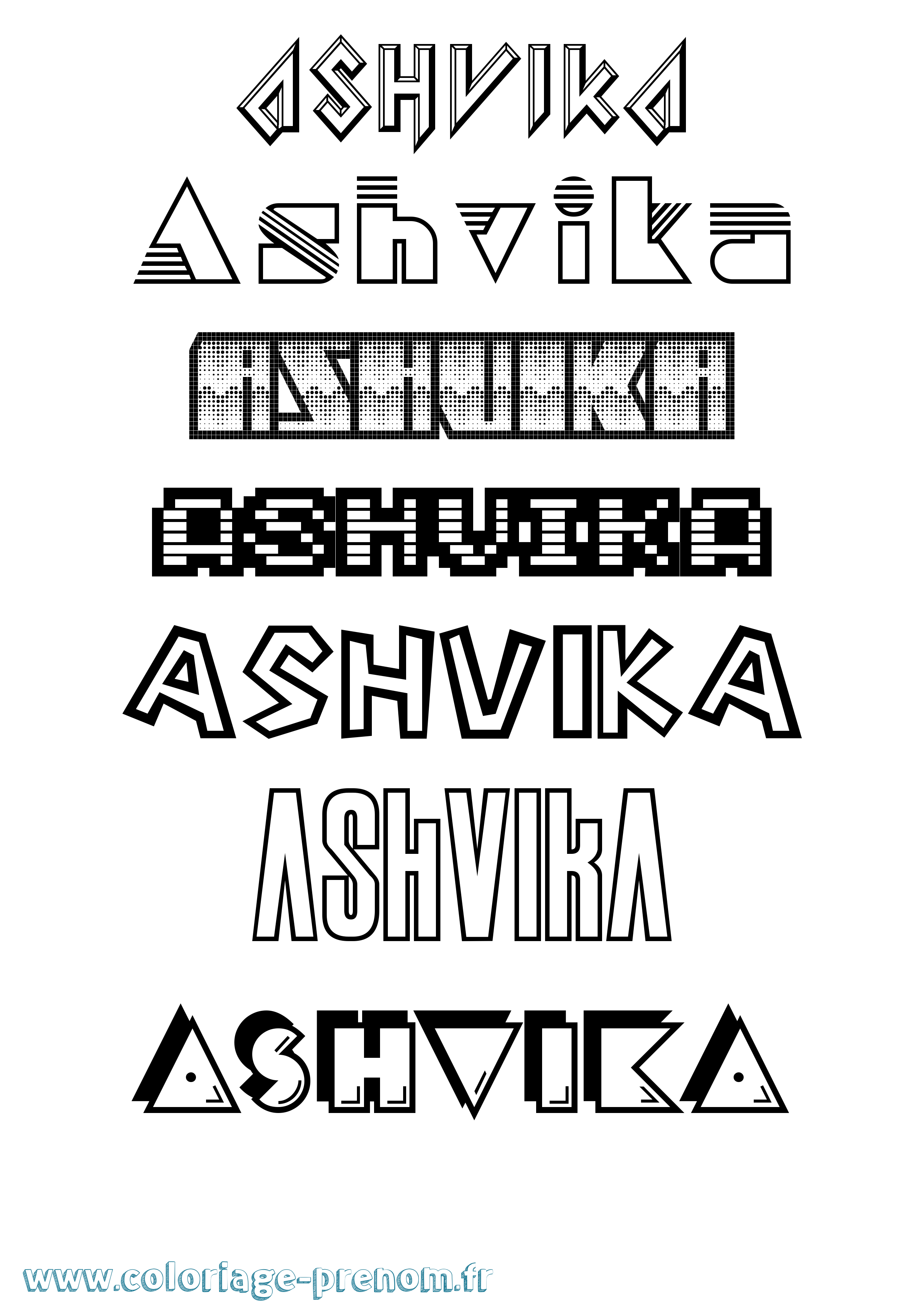Coloriage prénom Ashvika Jeux Vidéos
