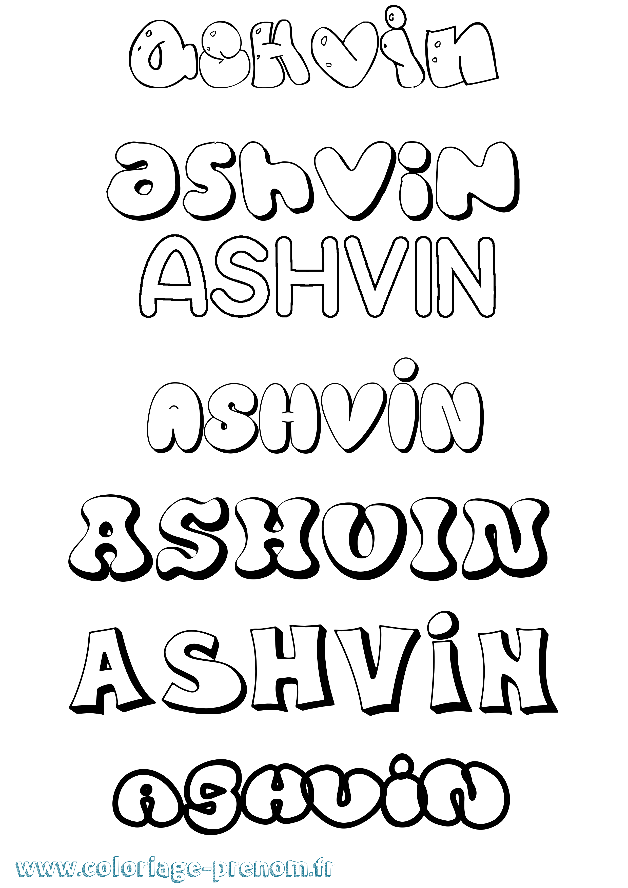 Coloriage Ashvin Bubble Coloriage prénom Ashvin Bubble
