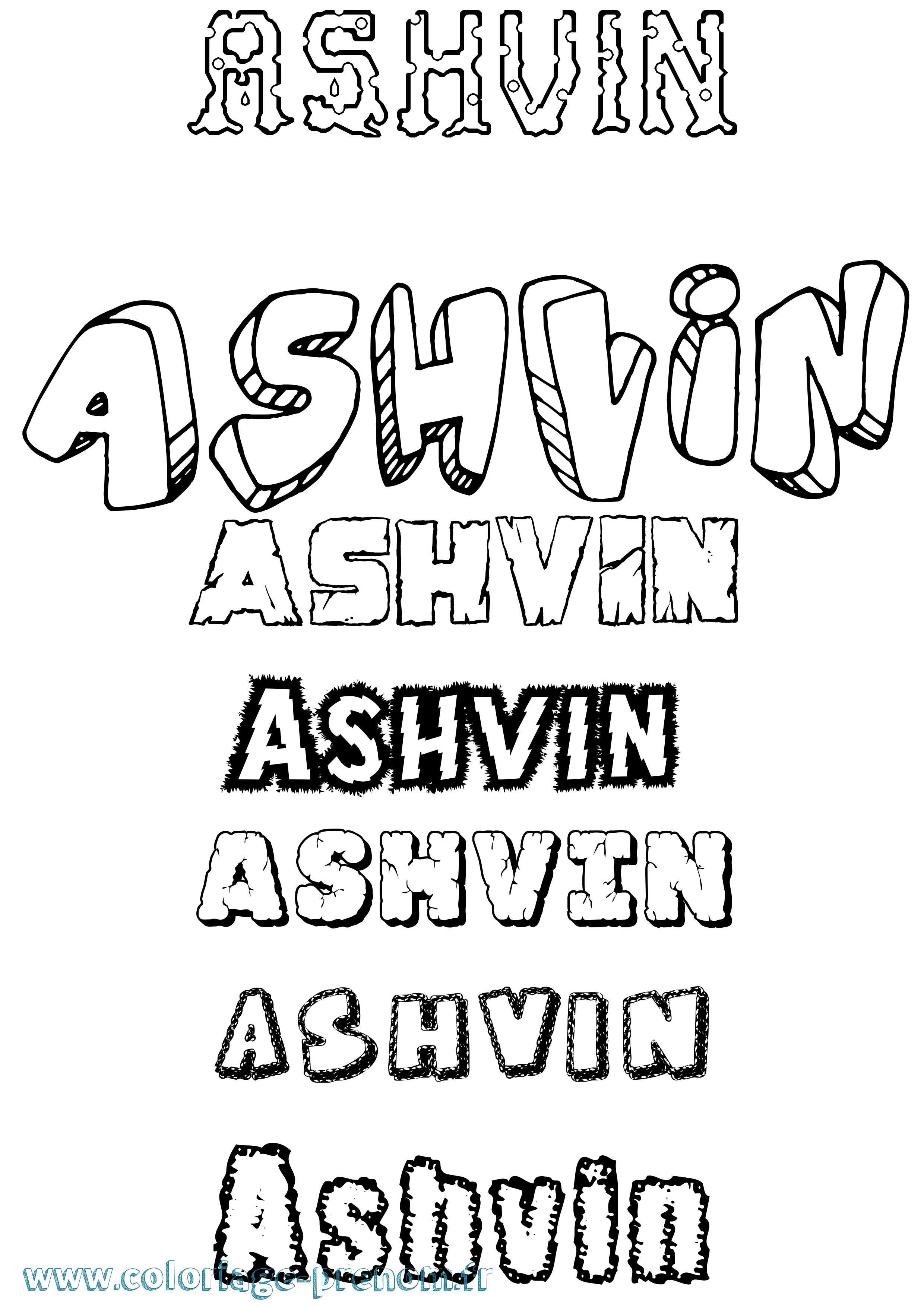 Coloriage prénom Ashvin Destructuré