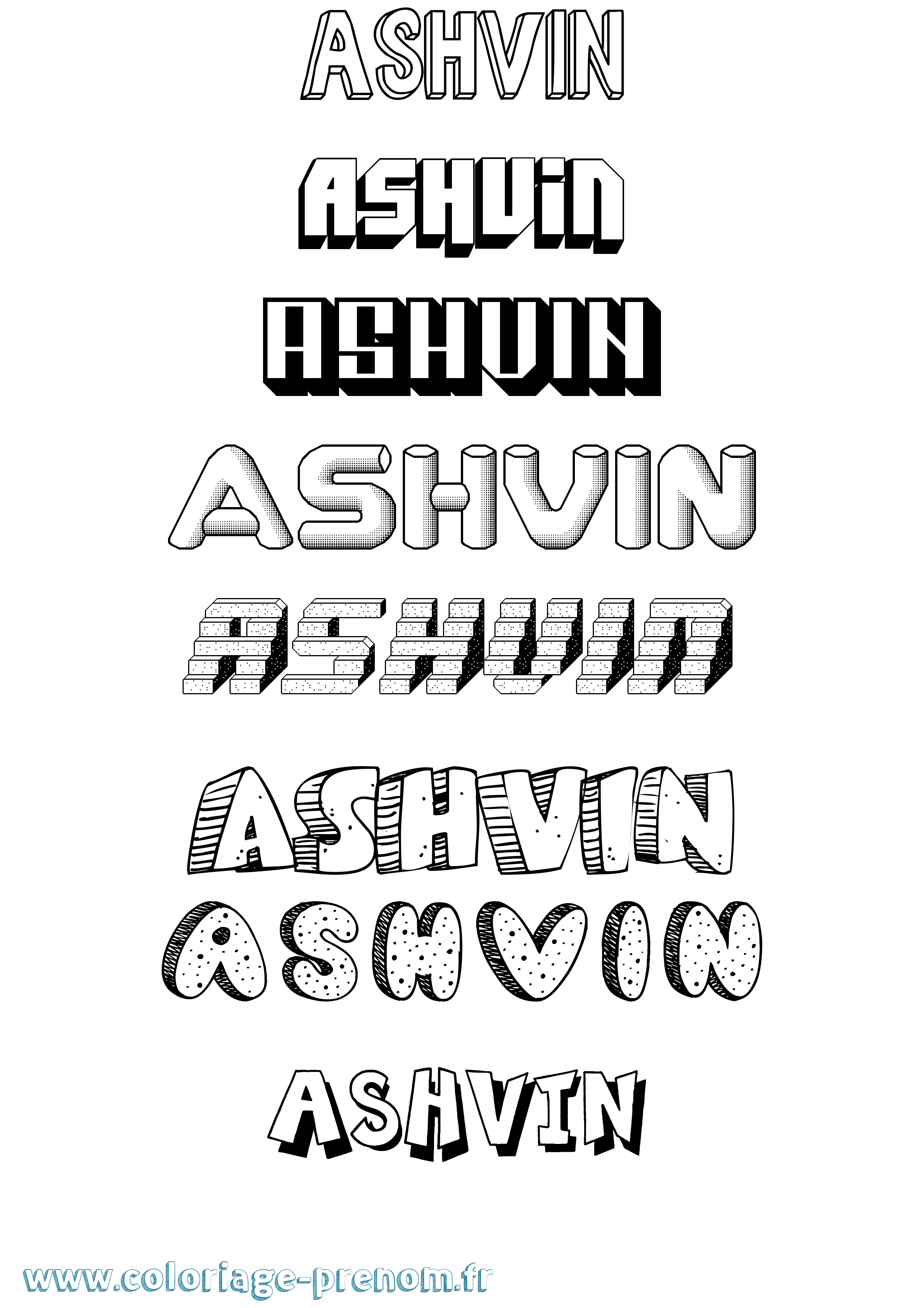 Coloriage Ashvin Effet 3D Coloriage prénom Ashvin Effet 3D