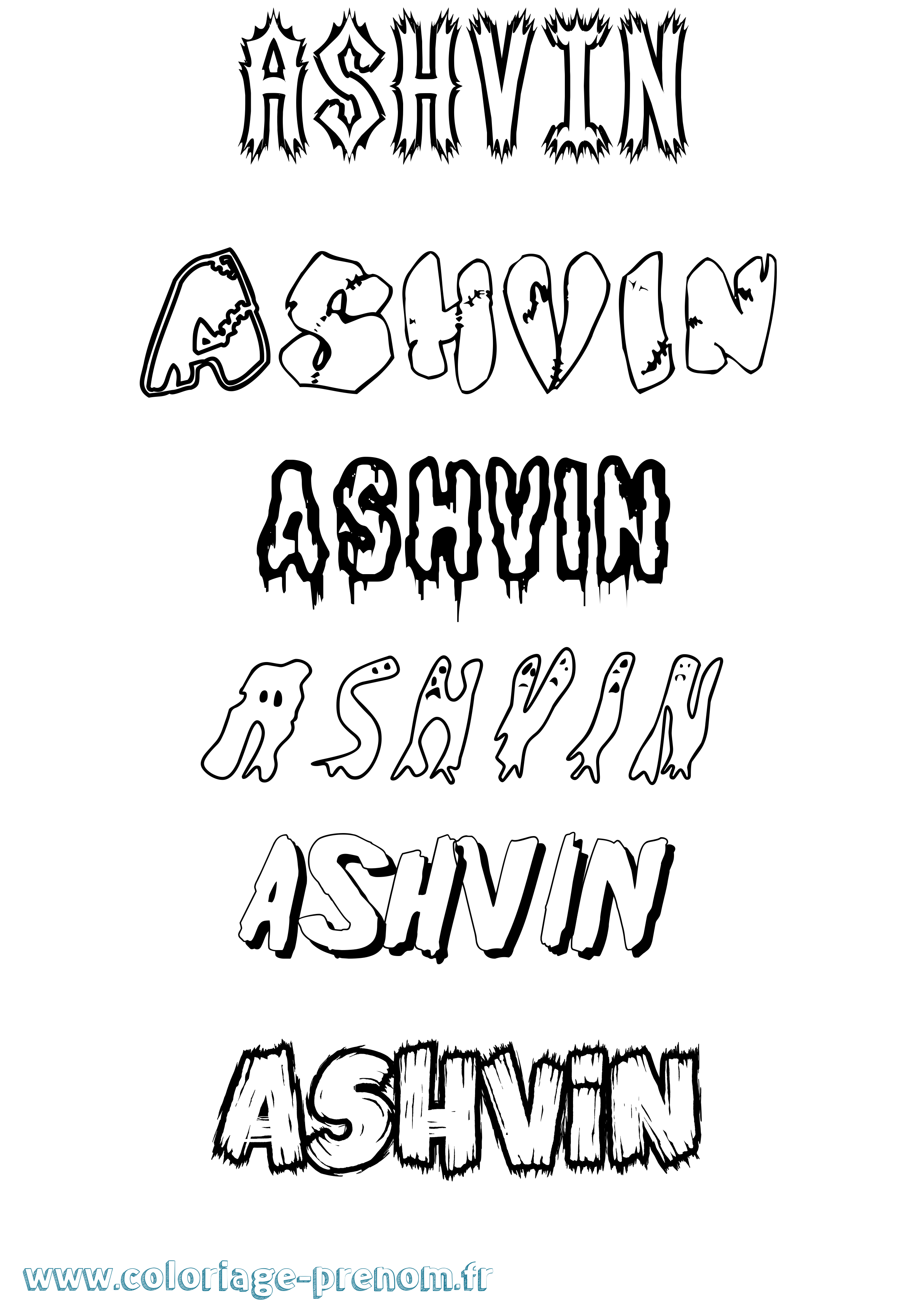 Coloriage Ashvin Frisson Coloriage prénom Ashvin Frisson