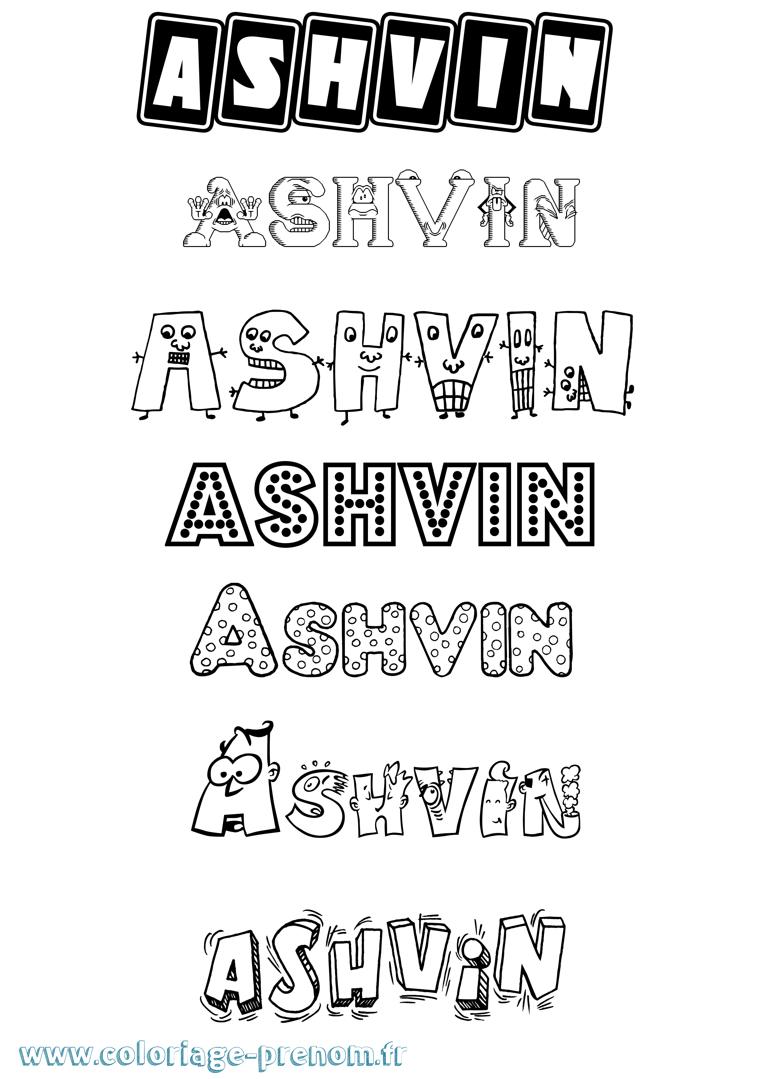 Coloriage prénom Ashvin Fun
