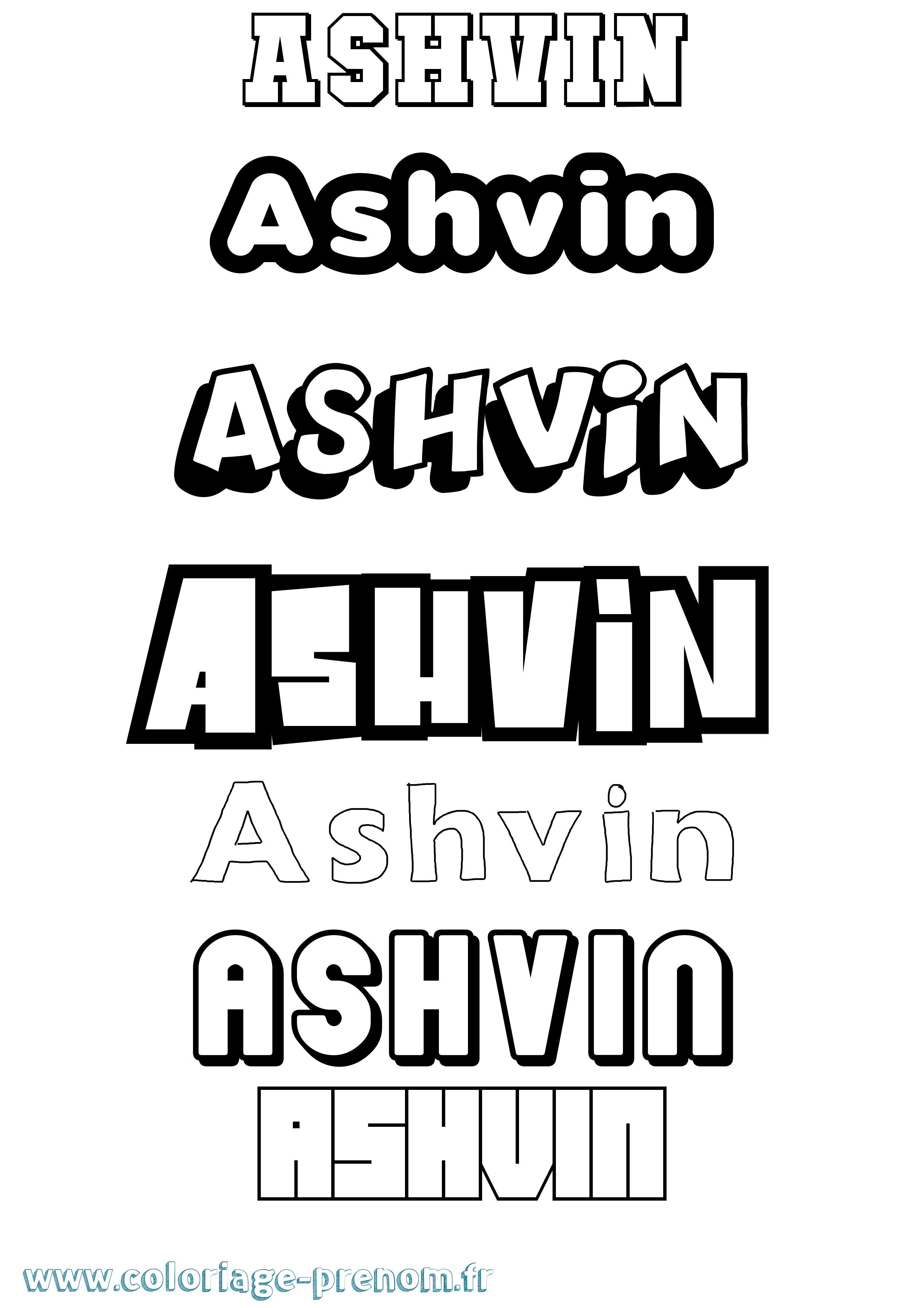 Coloriage prénom Ashvin Simple