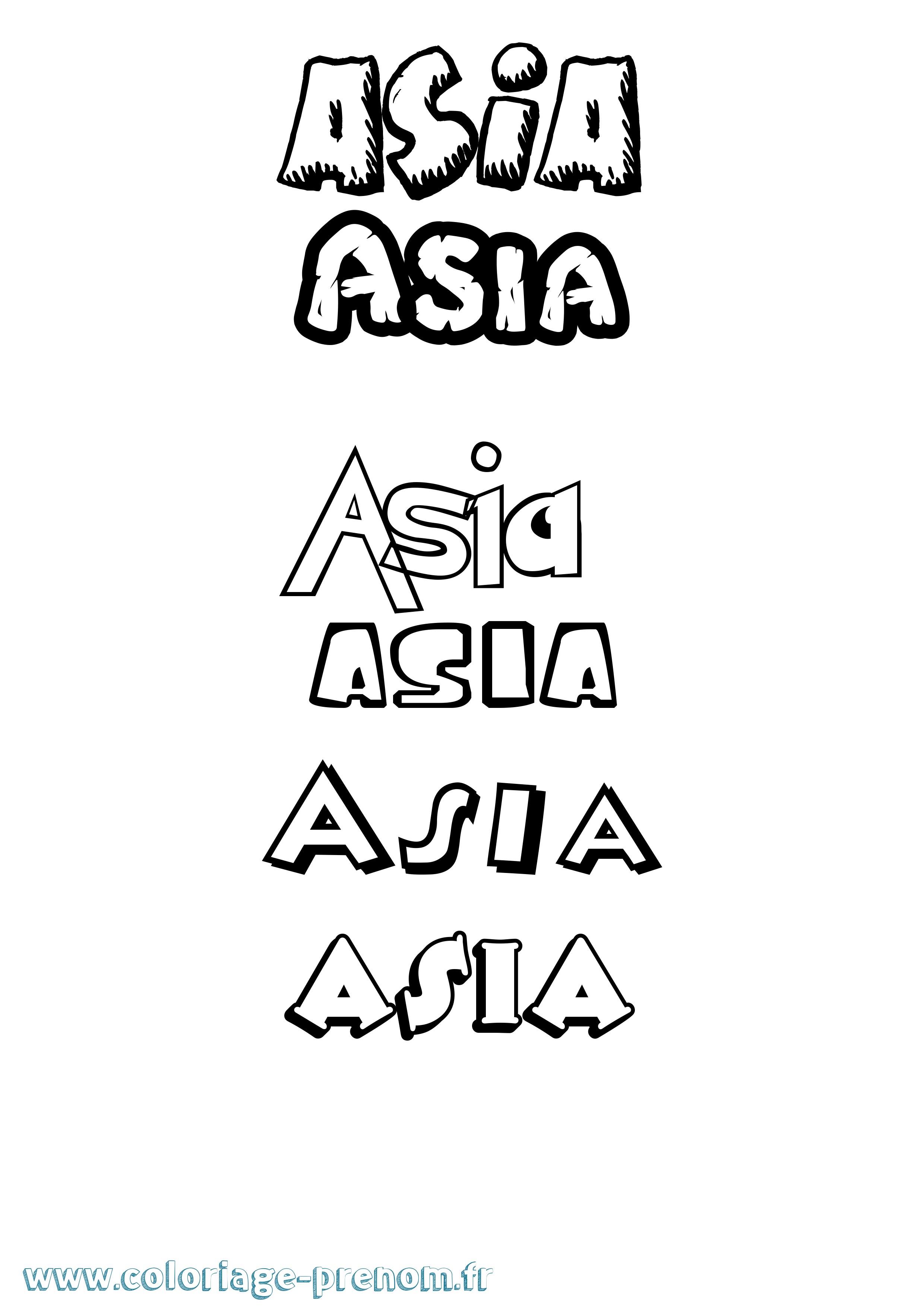 Coloriage prénom Asia Dessin Animé
