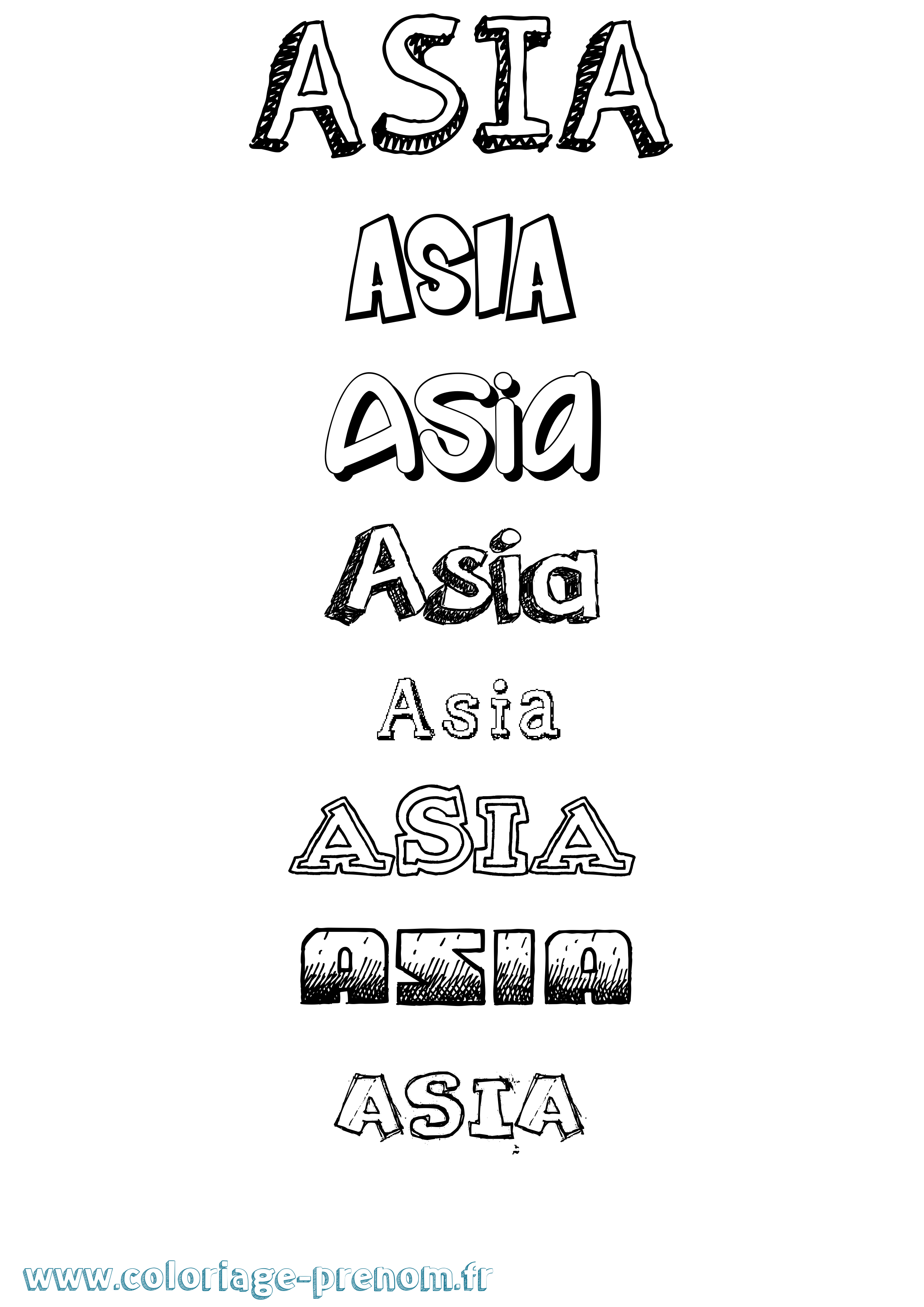 Coloriage prénom Asia Dessiné