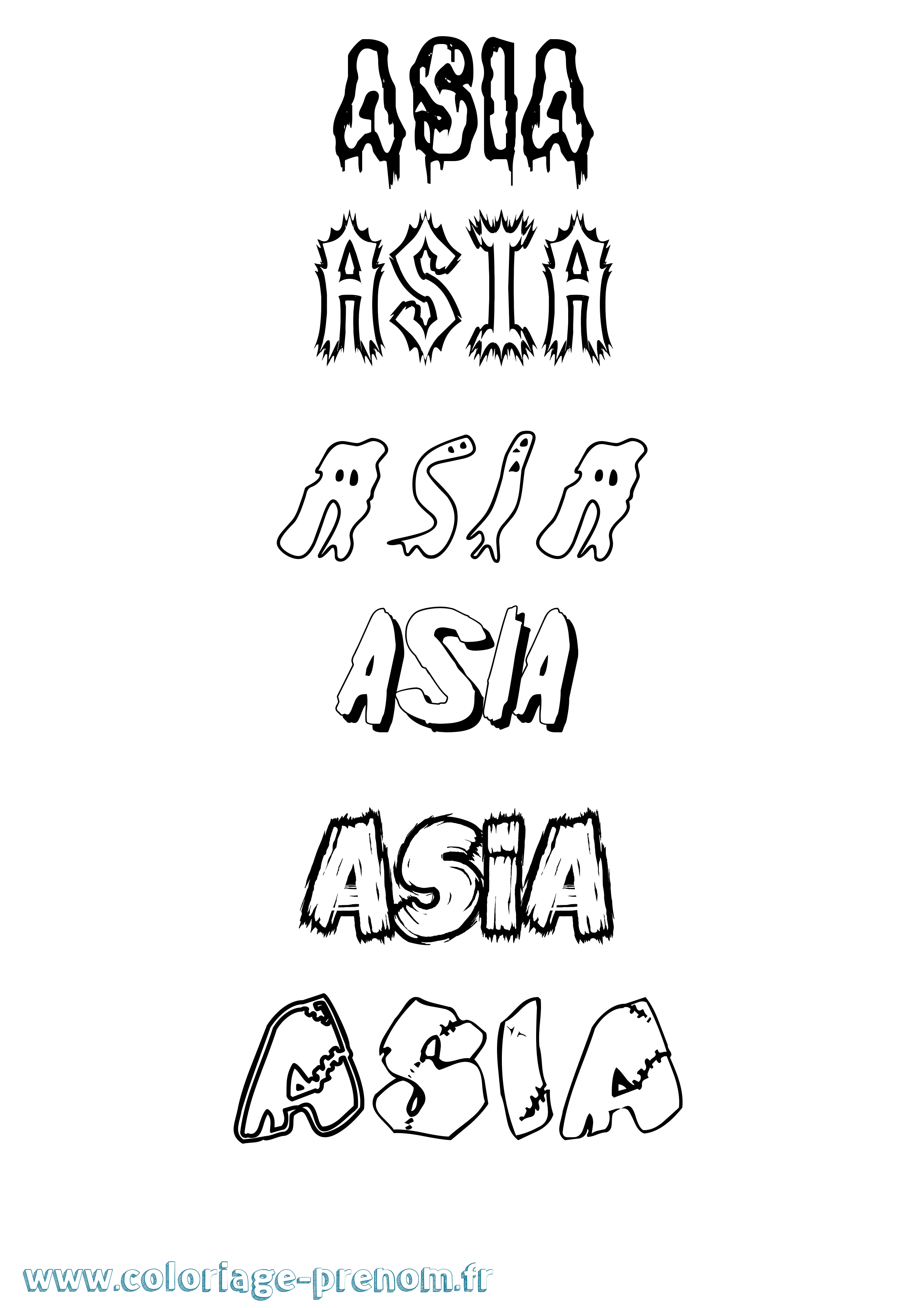 Coloriage prénom Asia Frisson