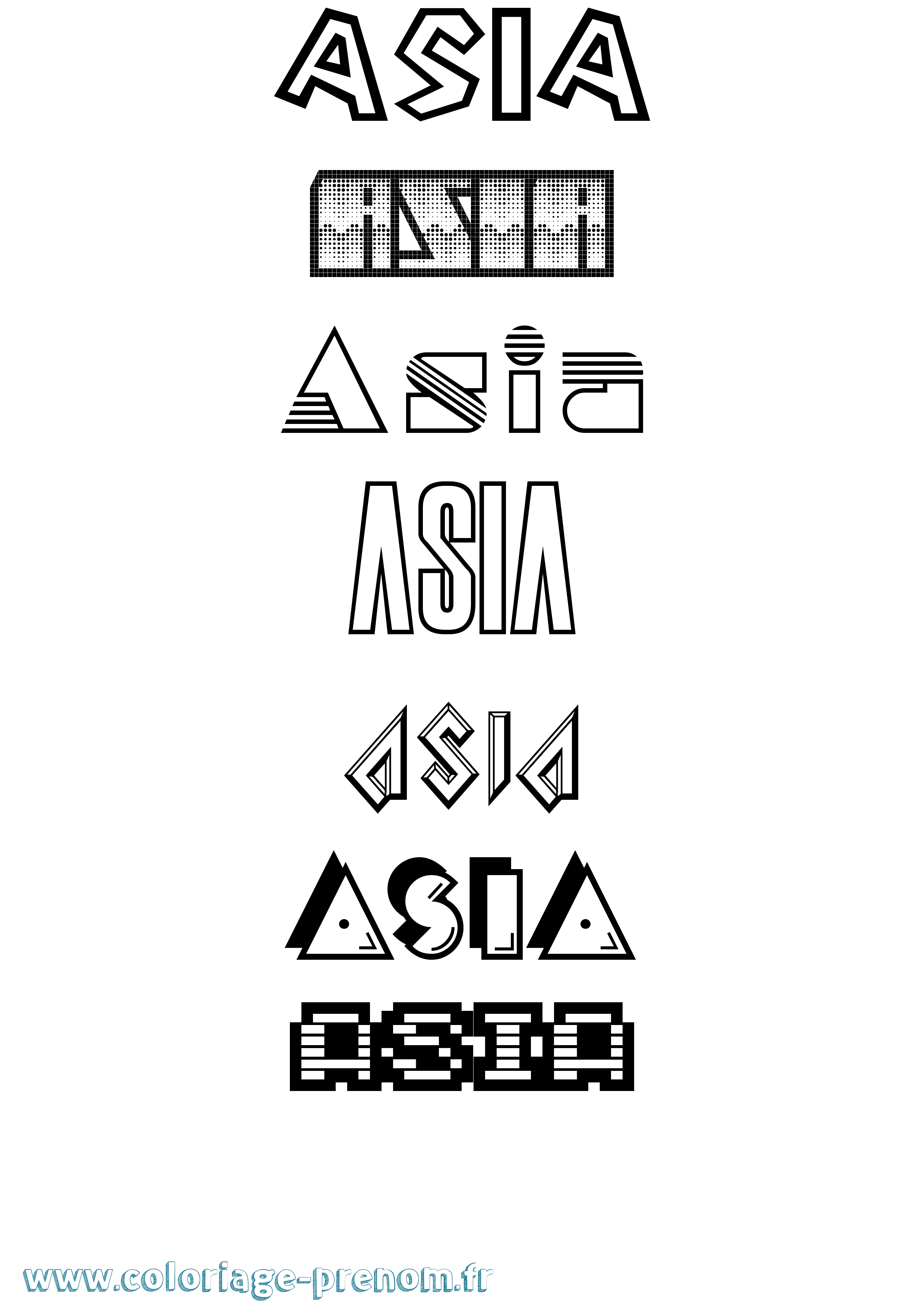 Coloriage prénom Asia
