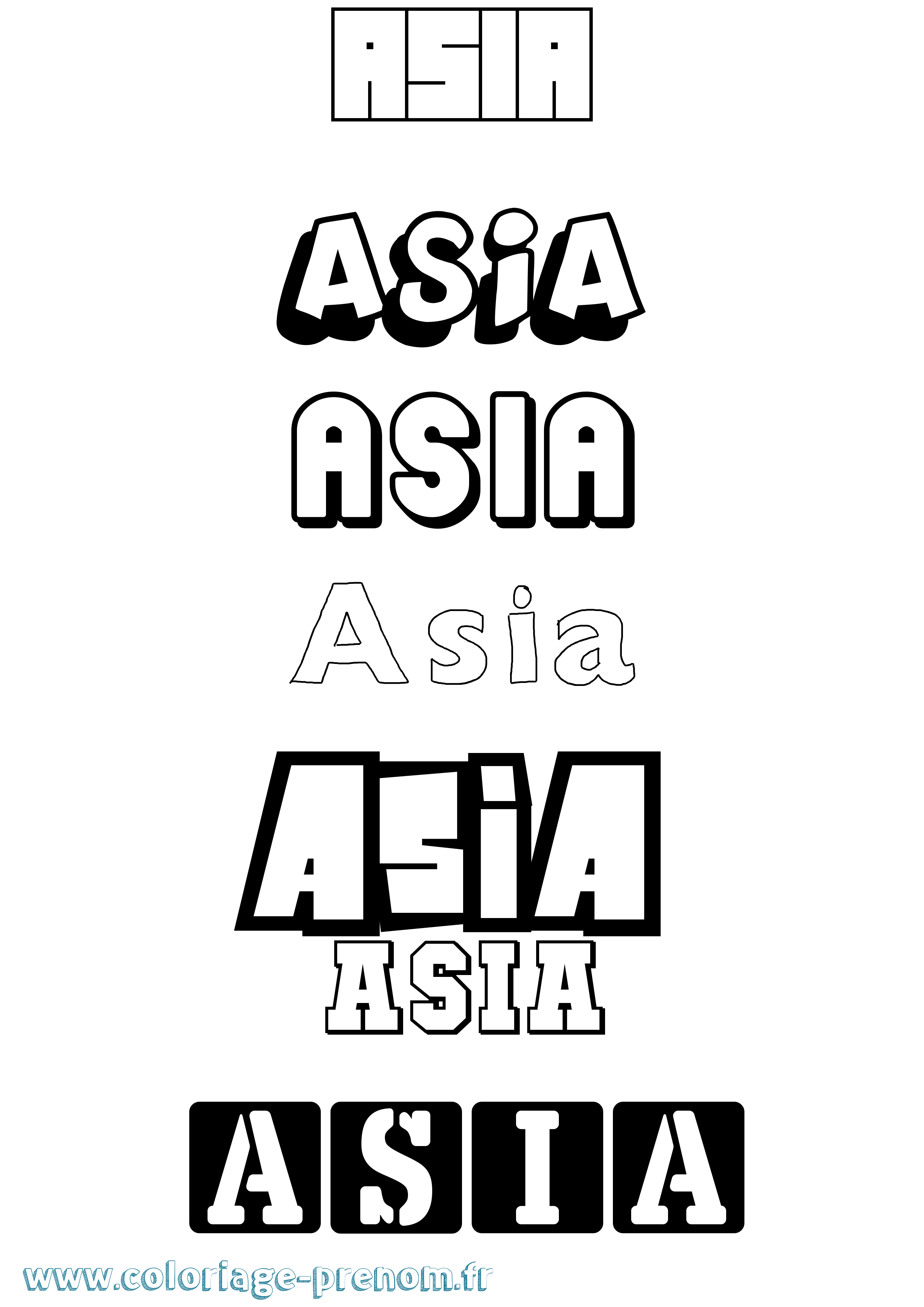 Coloriage prénom Asia Simple