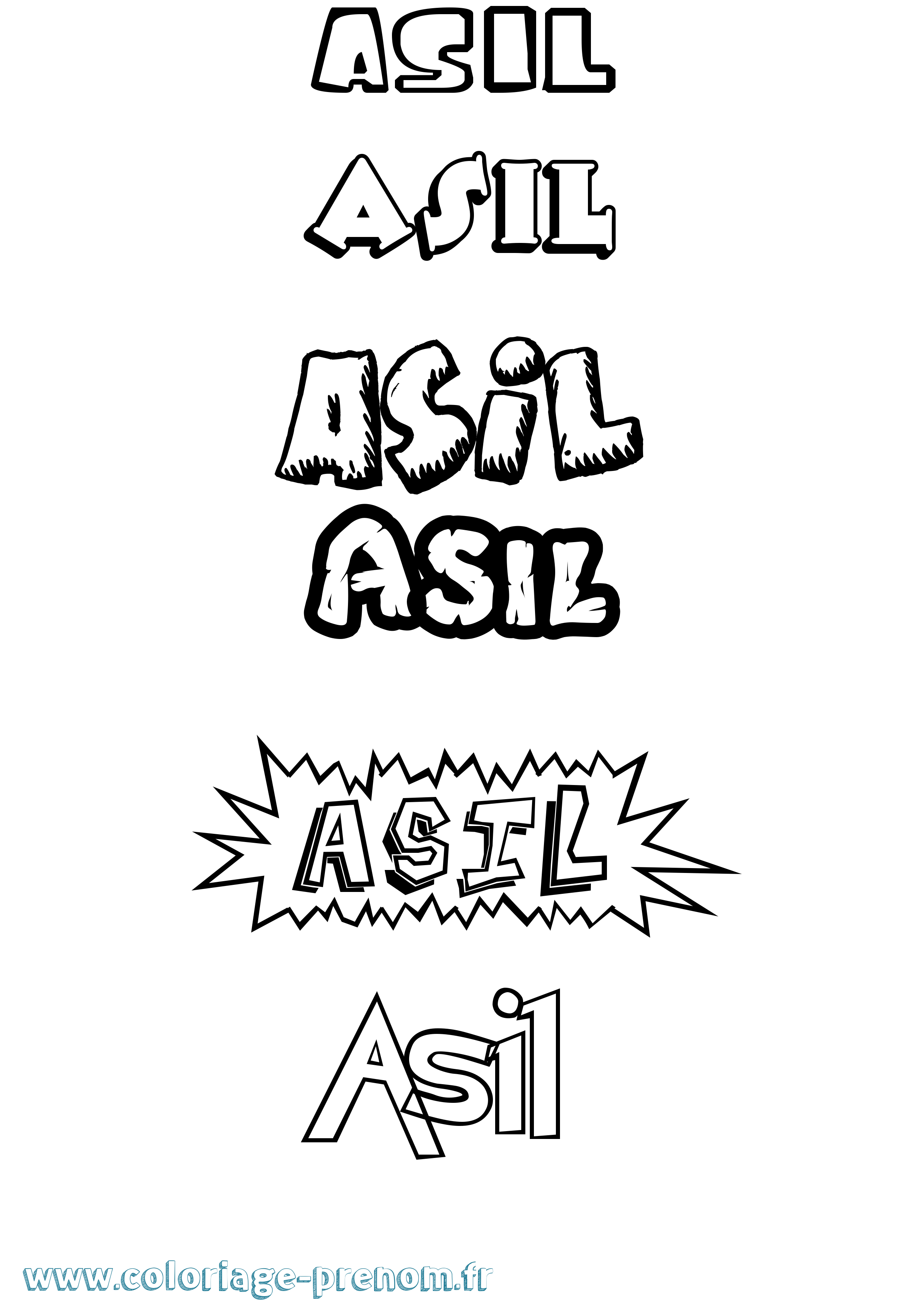 Coloriage prénom Asil Dessin Animé
