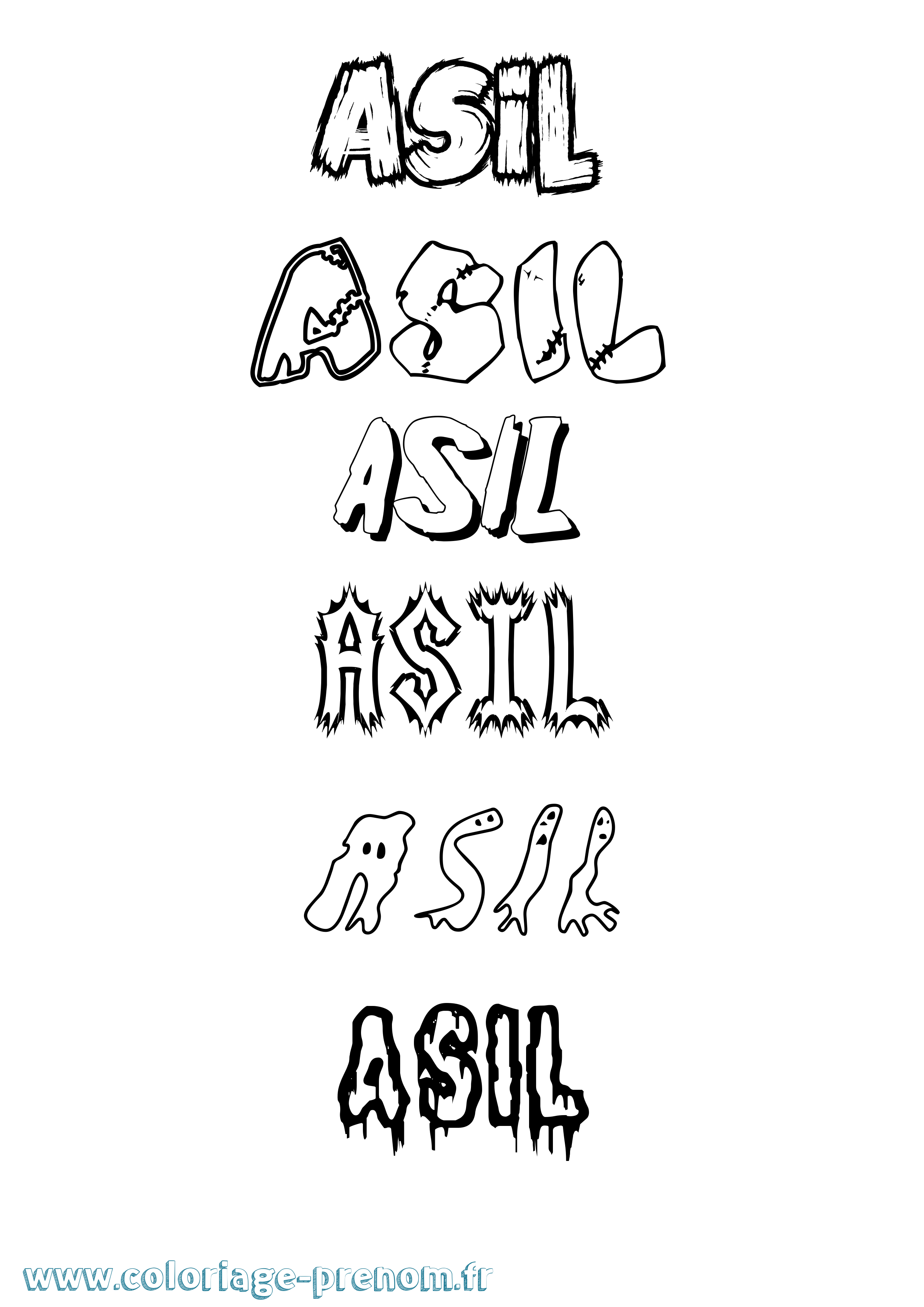 Coloriage prénom Asil Frisson