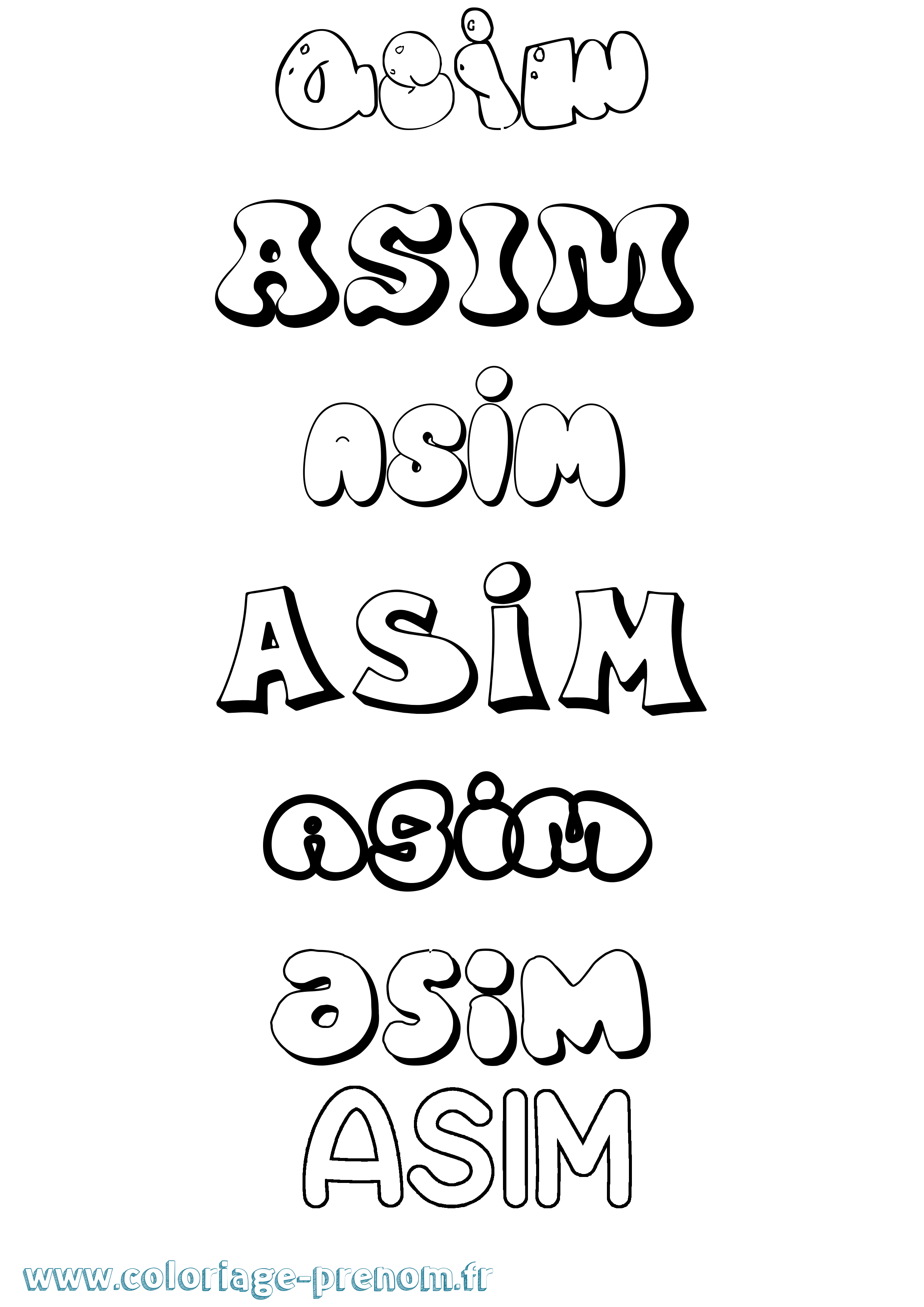 Coloriage prénom Asim Bubble
