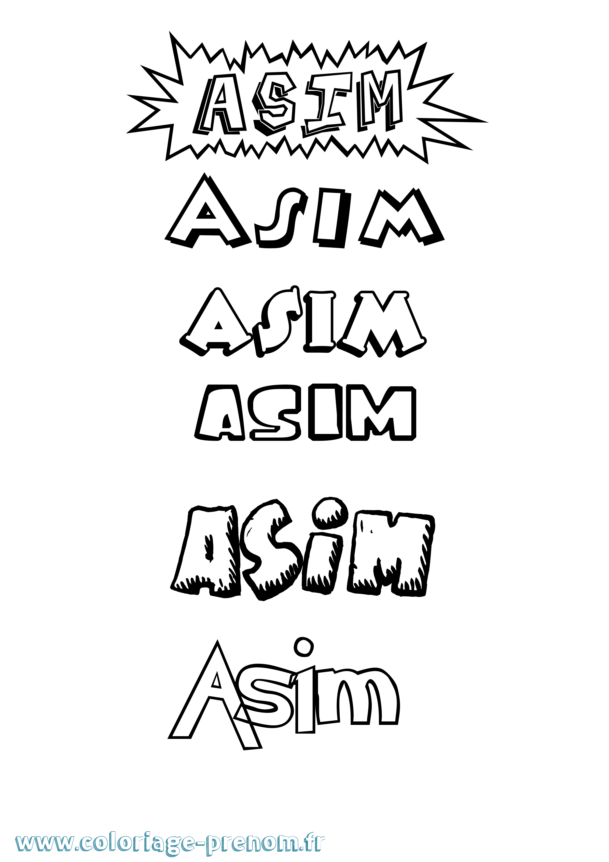 Coloriage prénom Asim Dessin Animé