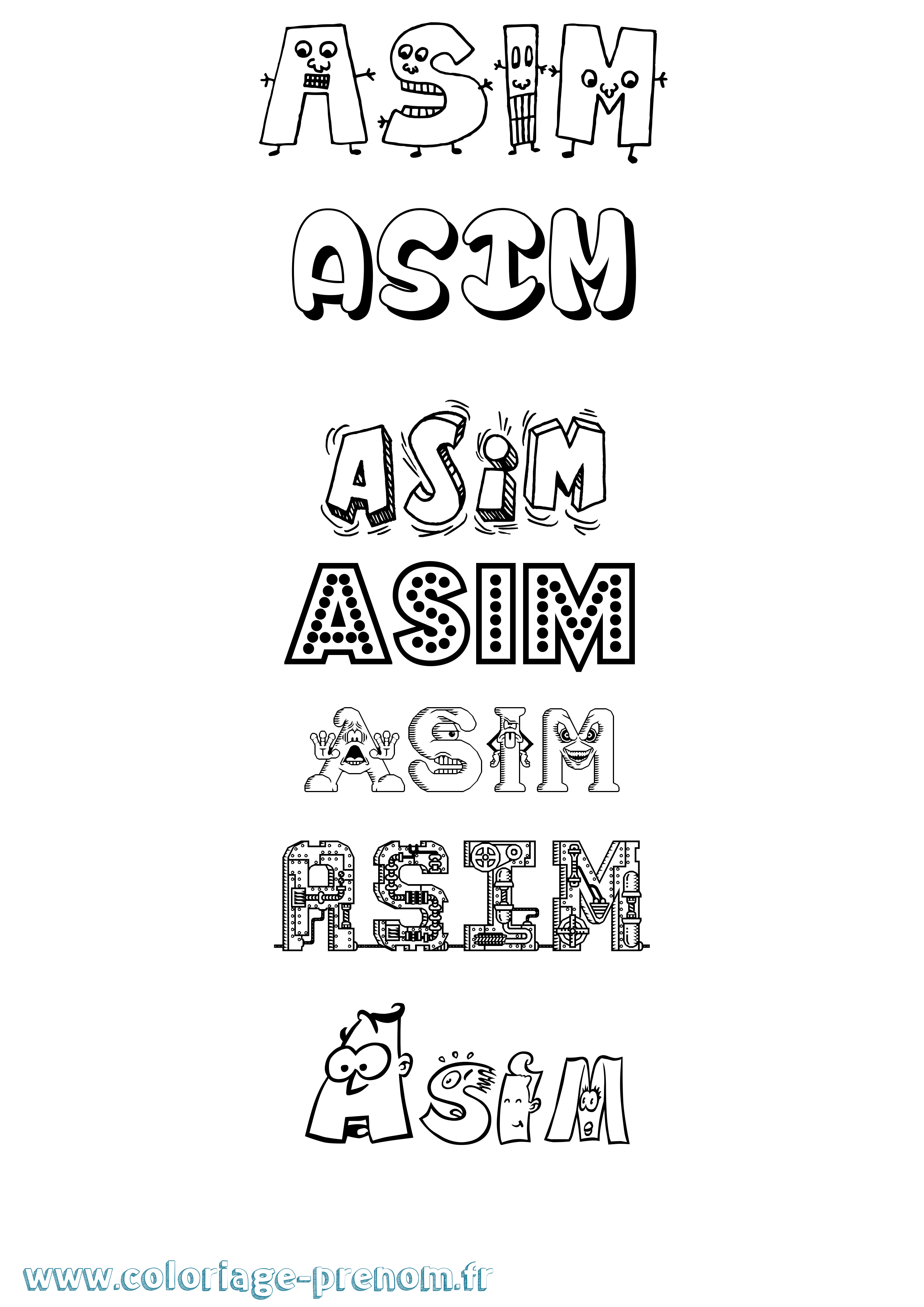Coloriage prénom Asim Fun