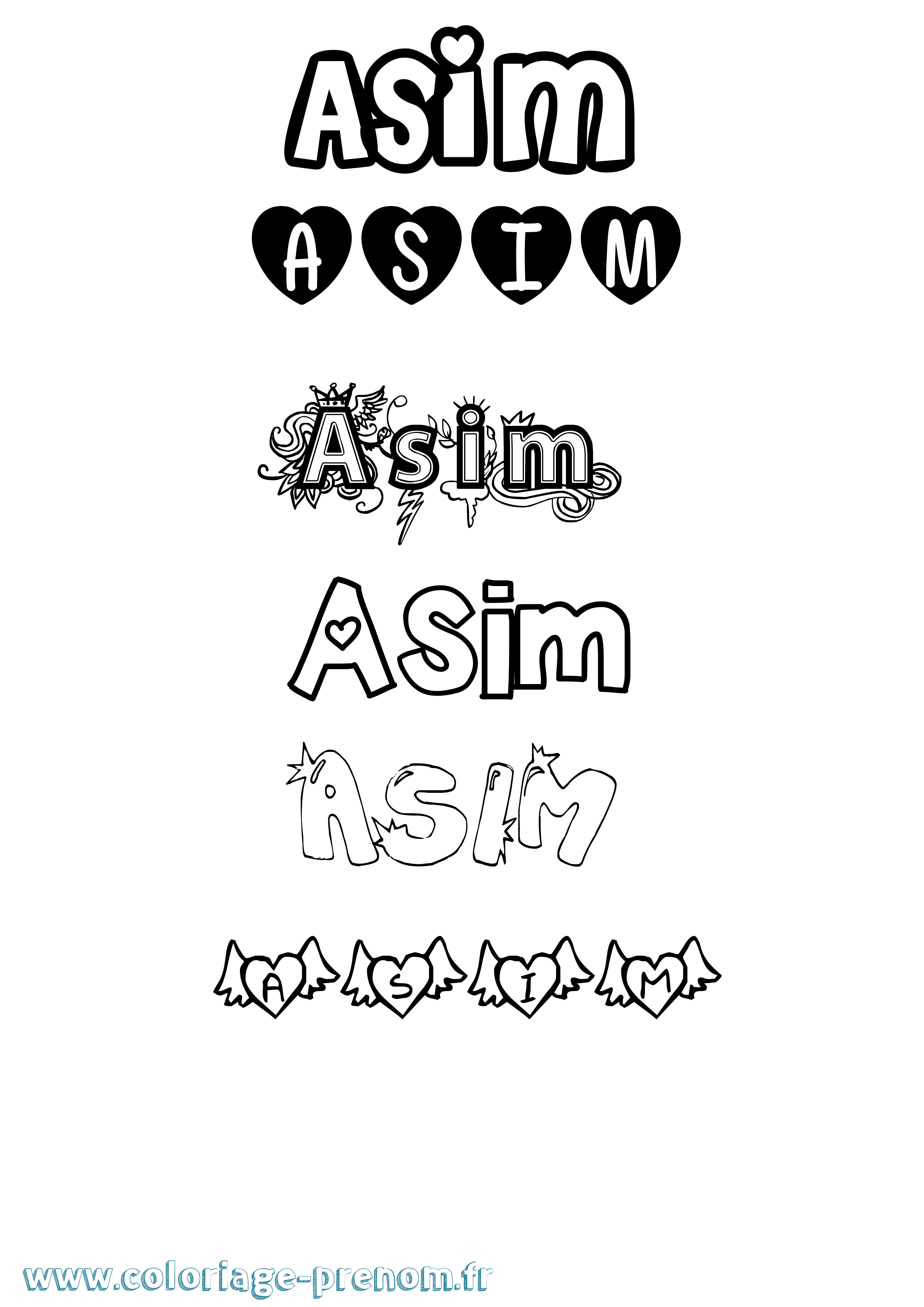 Coloriage prénom Asim Girly