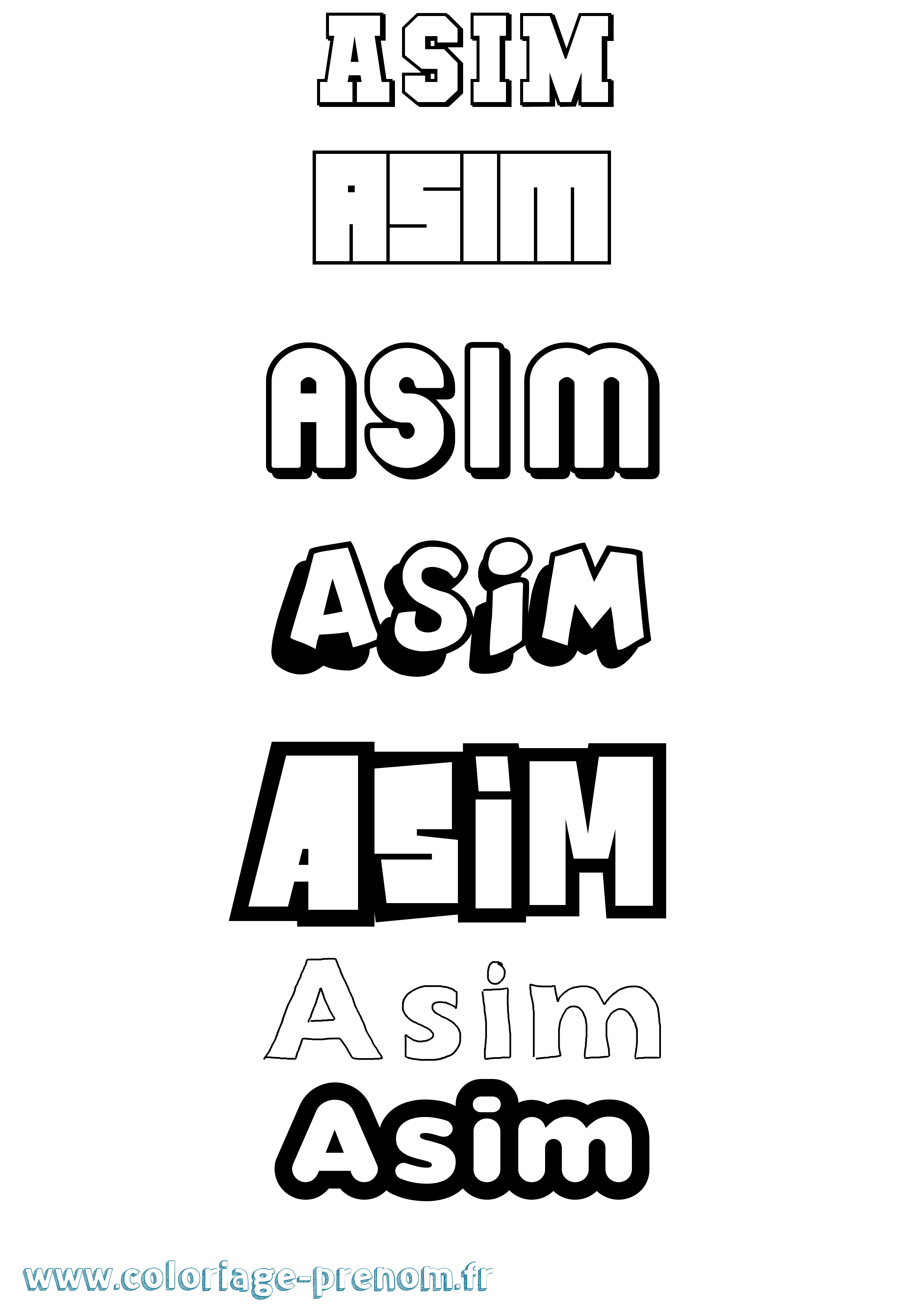 Coloriage prénom Asim Simple
