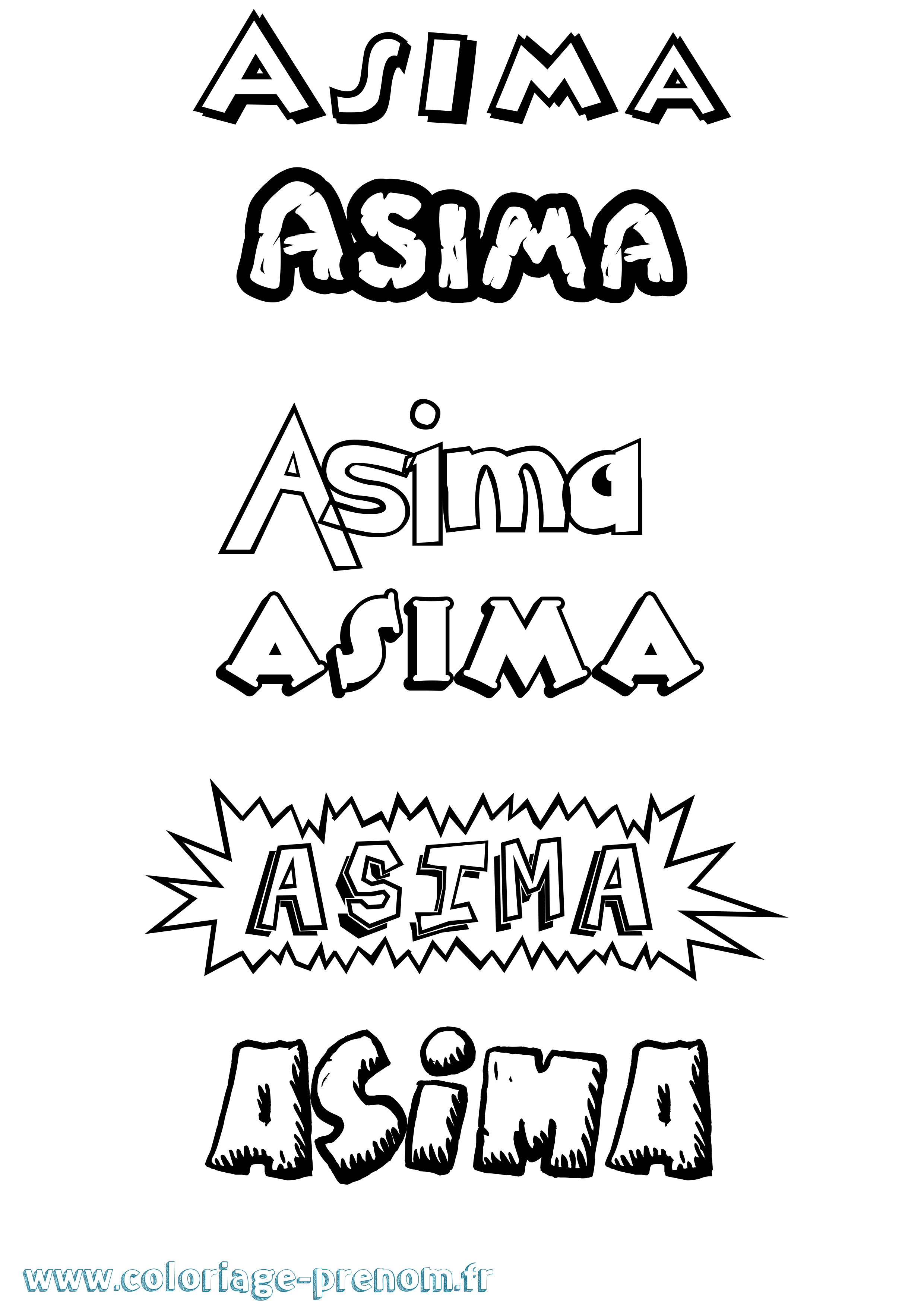 Coloriage prénom Asima Dessin Animé