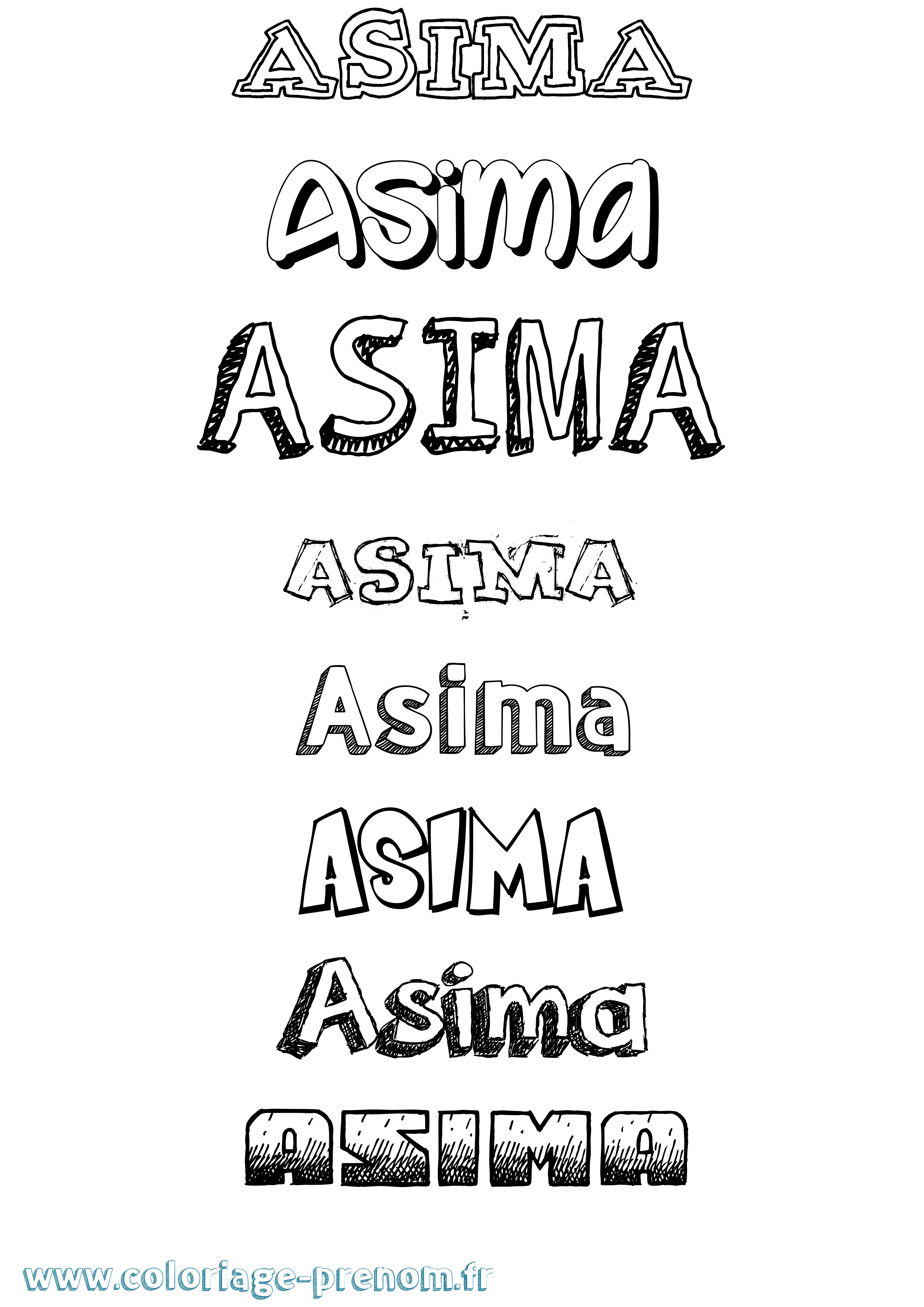 Coloriage prénom Asima Dessiné