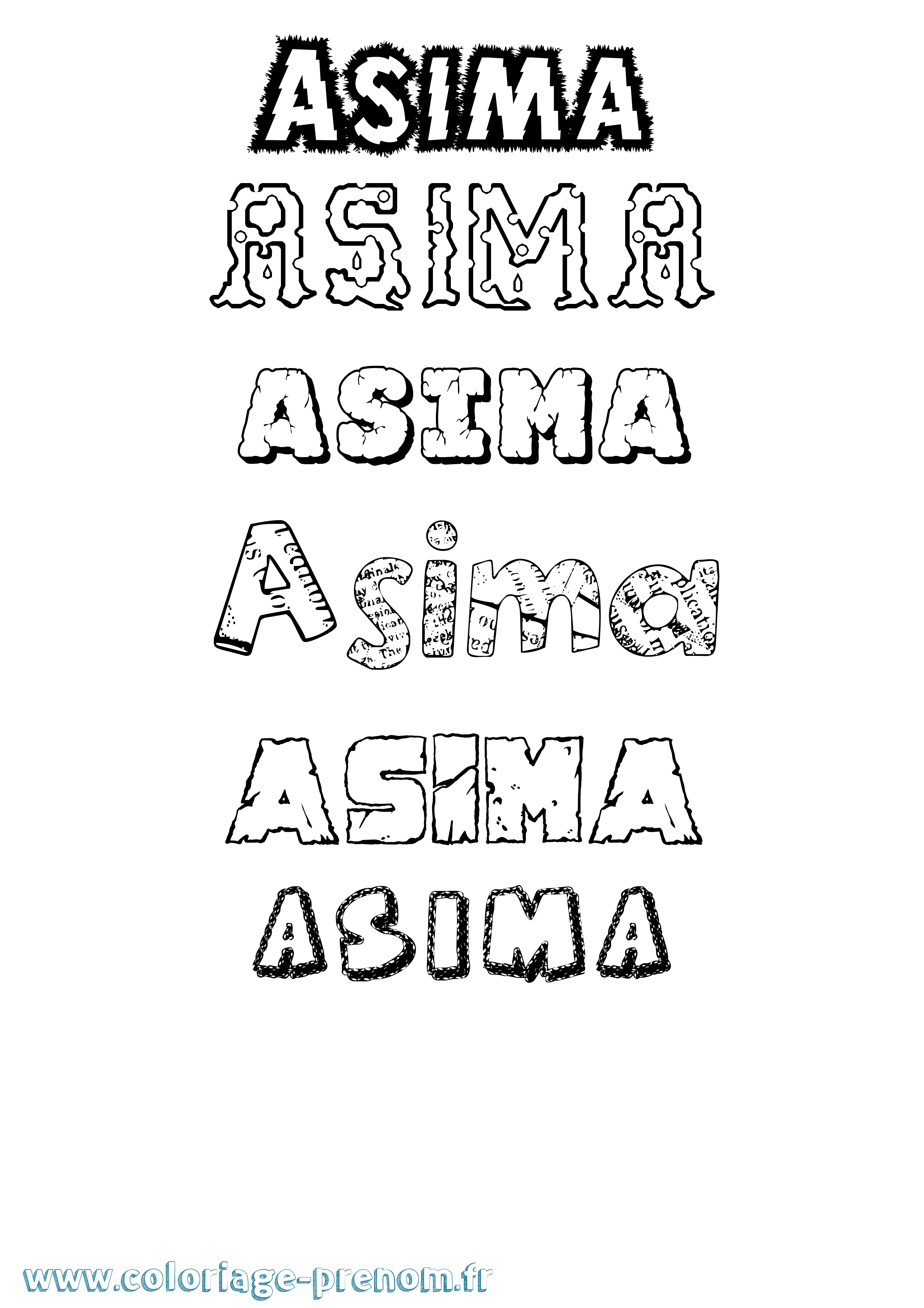 Coloriage prénom Asima Destructuré
