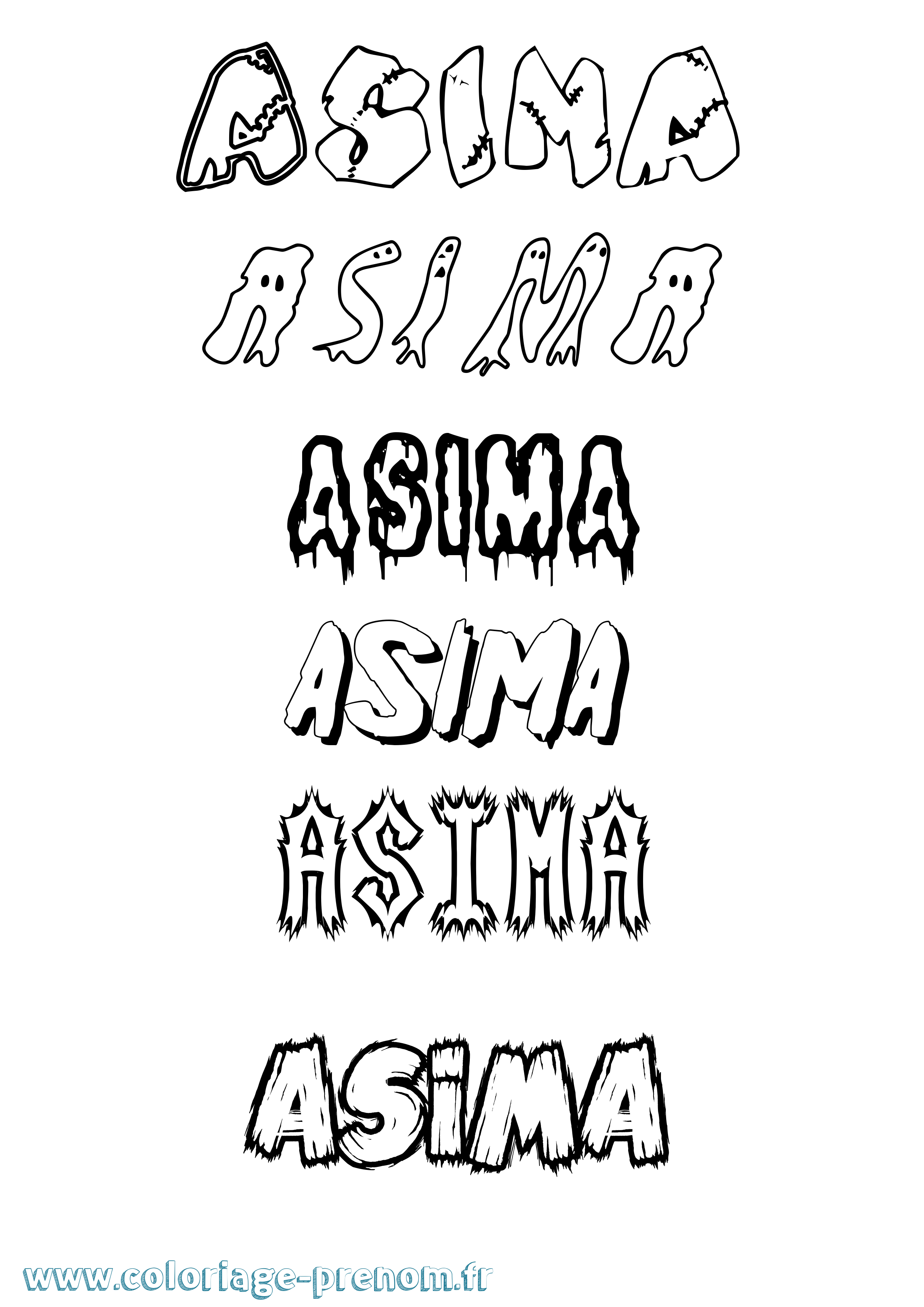 Coloriage prénom Asima Frisson