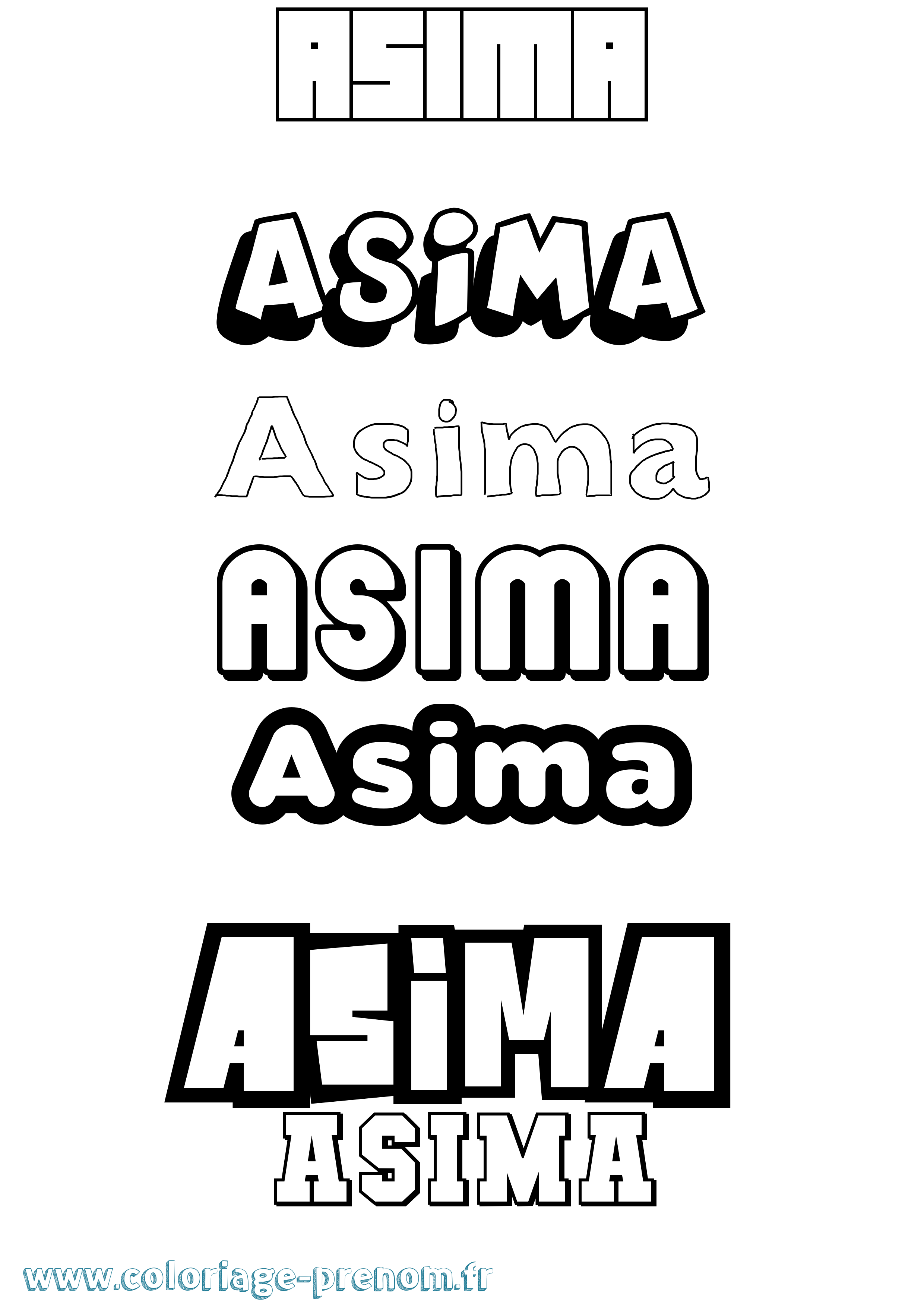 Coloriage prénom Asima Simple