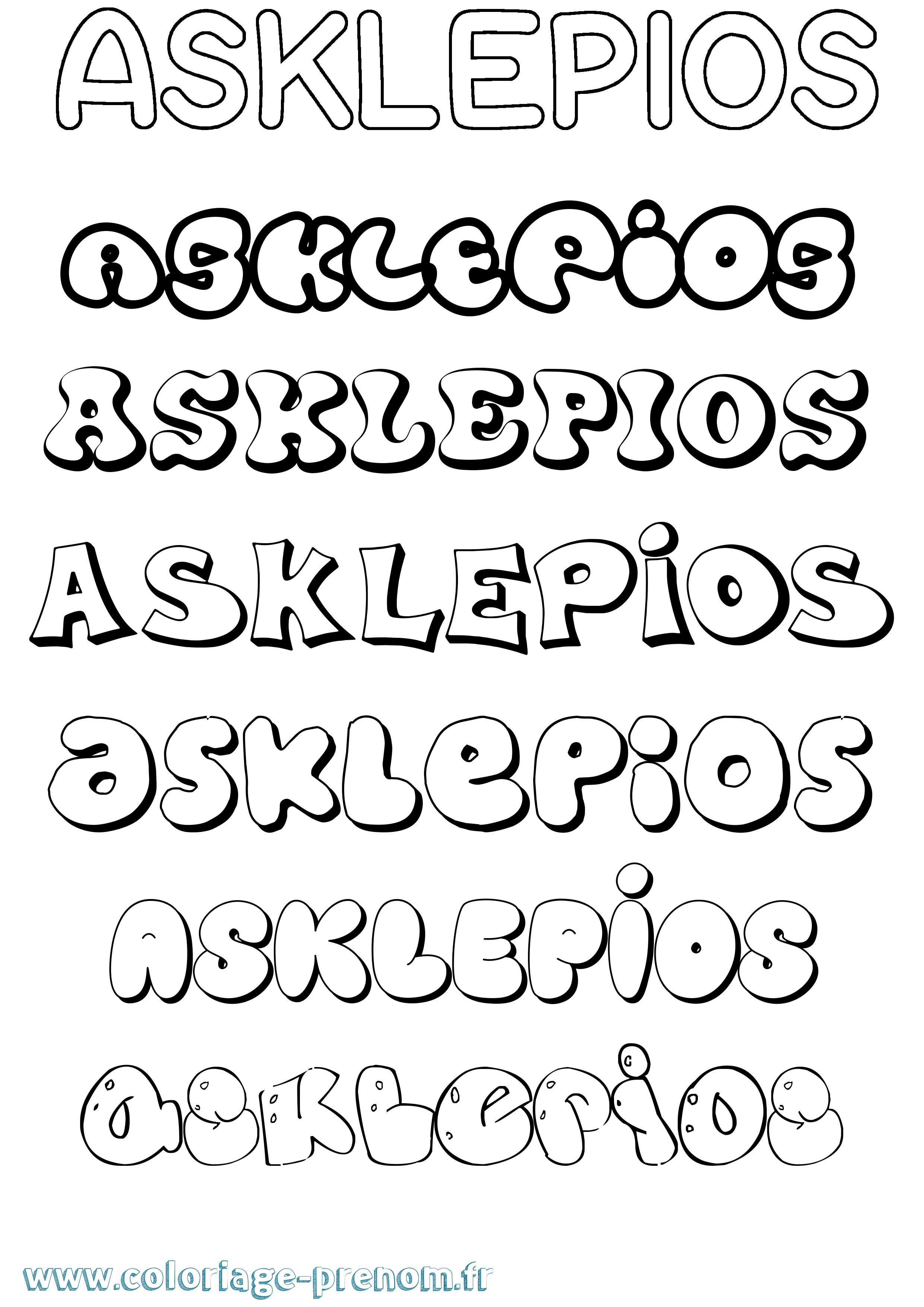Coloriage Asklepios Bubble Coloriage prénom Asklepios Bubble