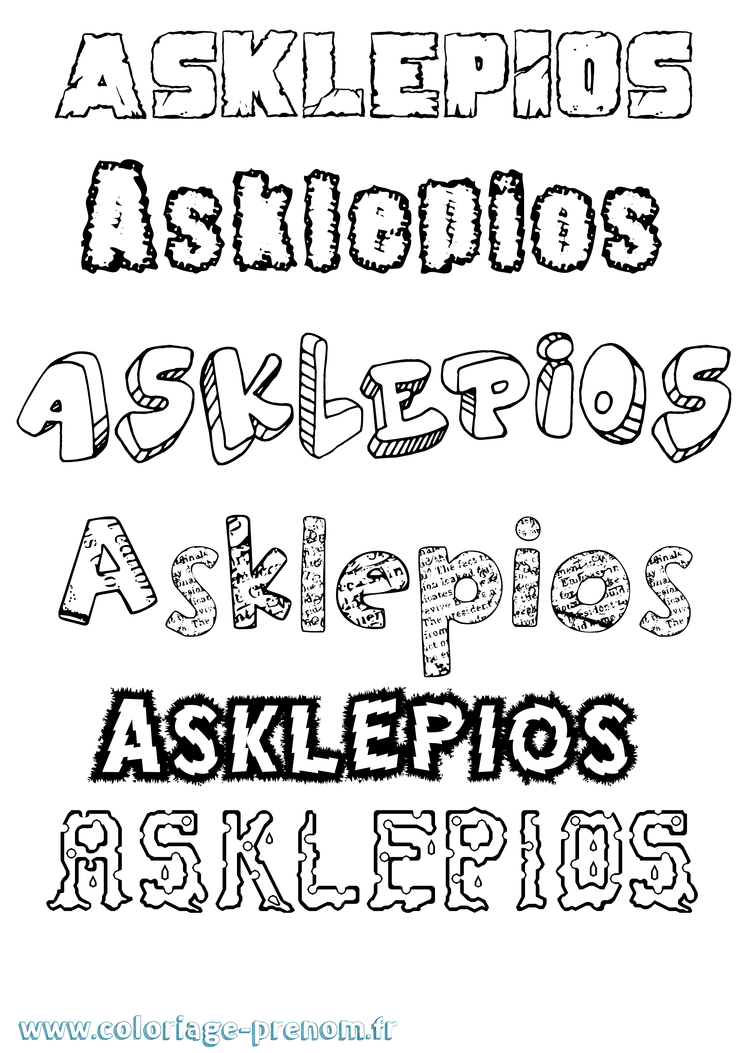 Coloriage prénom Asklepios Destructuré