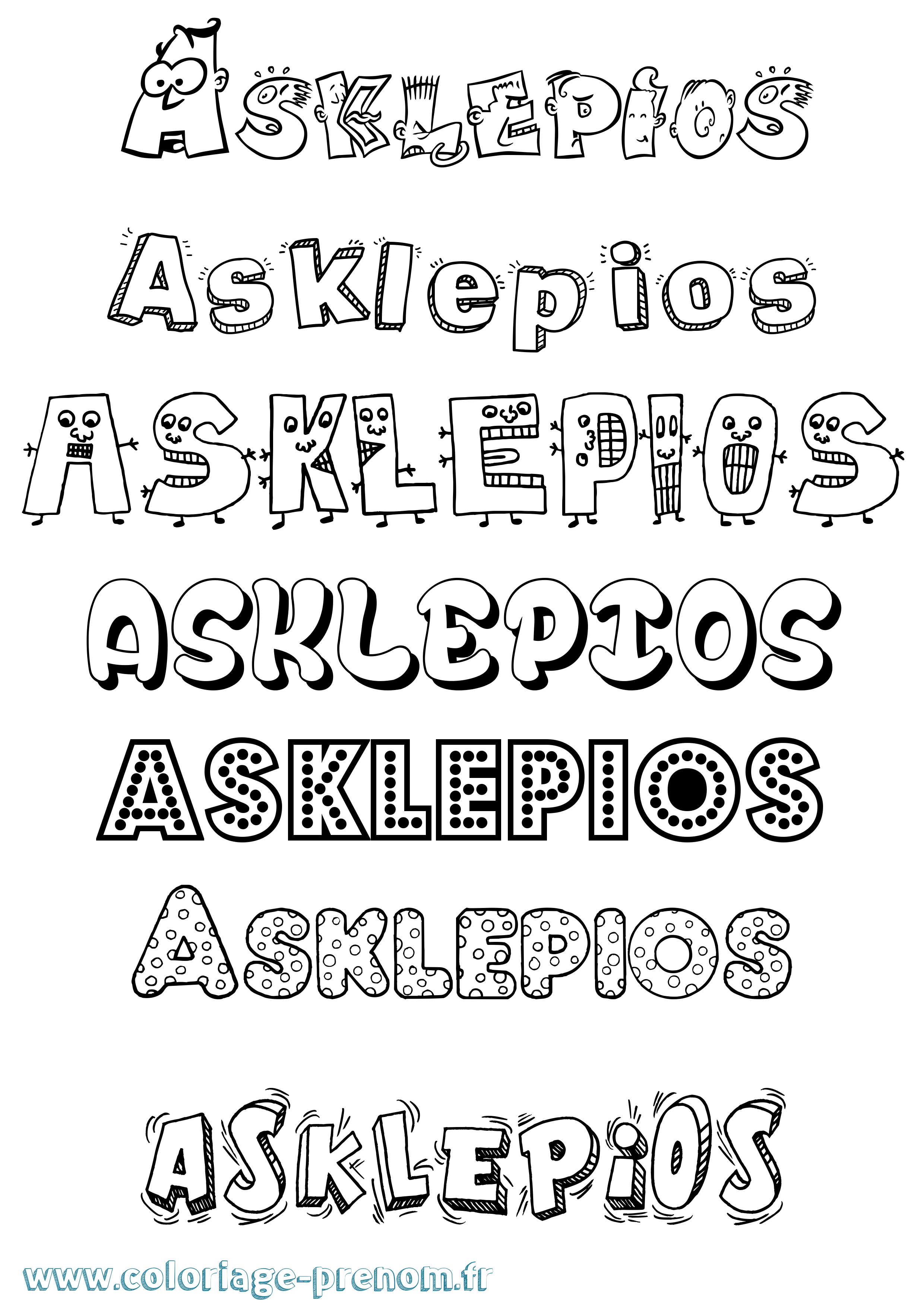Coloriage prénom Asklepios Fun