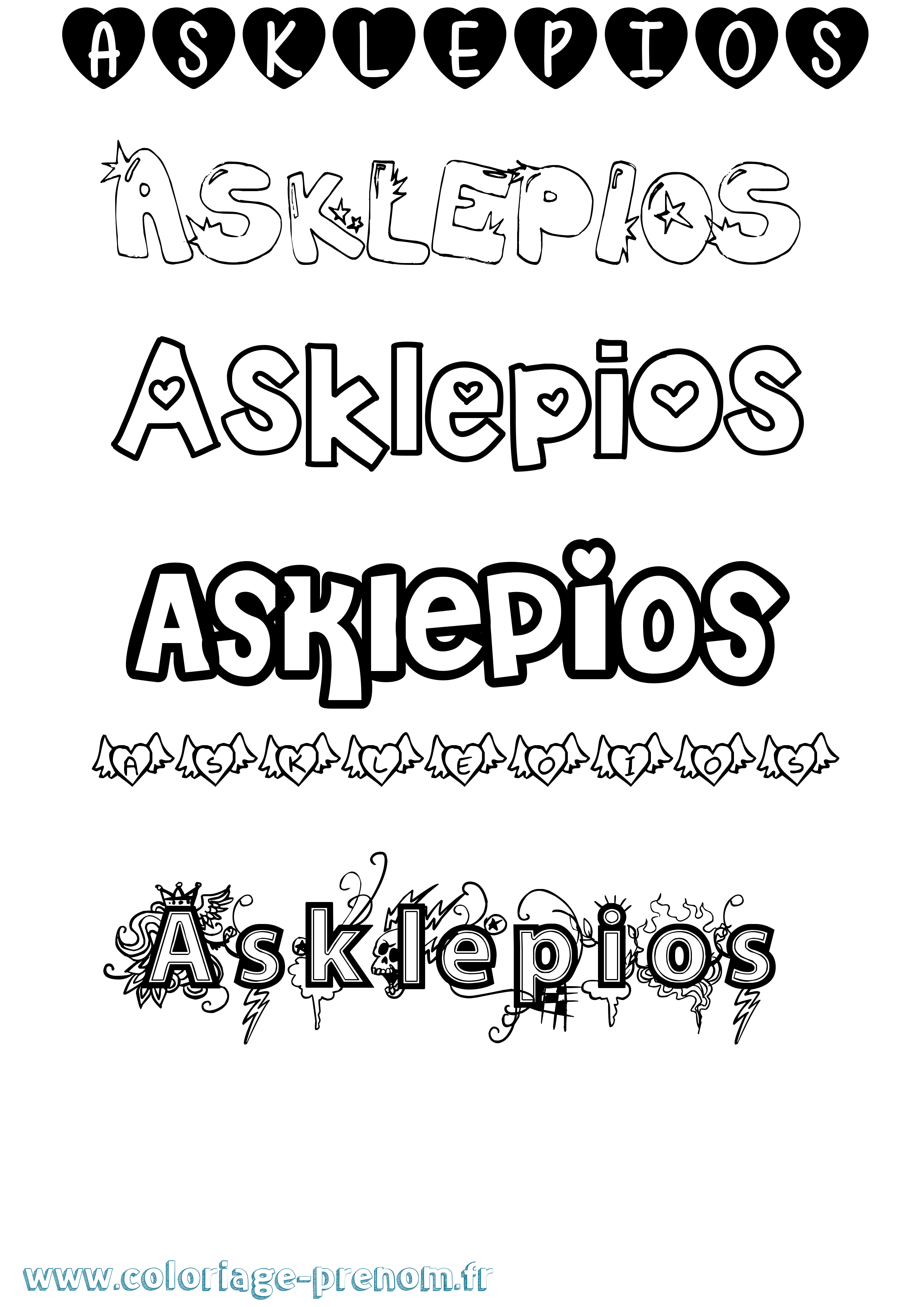 Coloriage Asklepios Girly Coloriage prénom Asklepios Girly