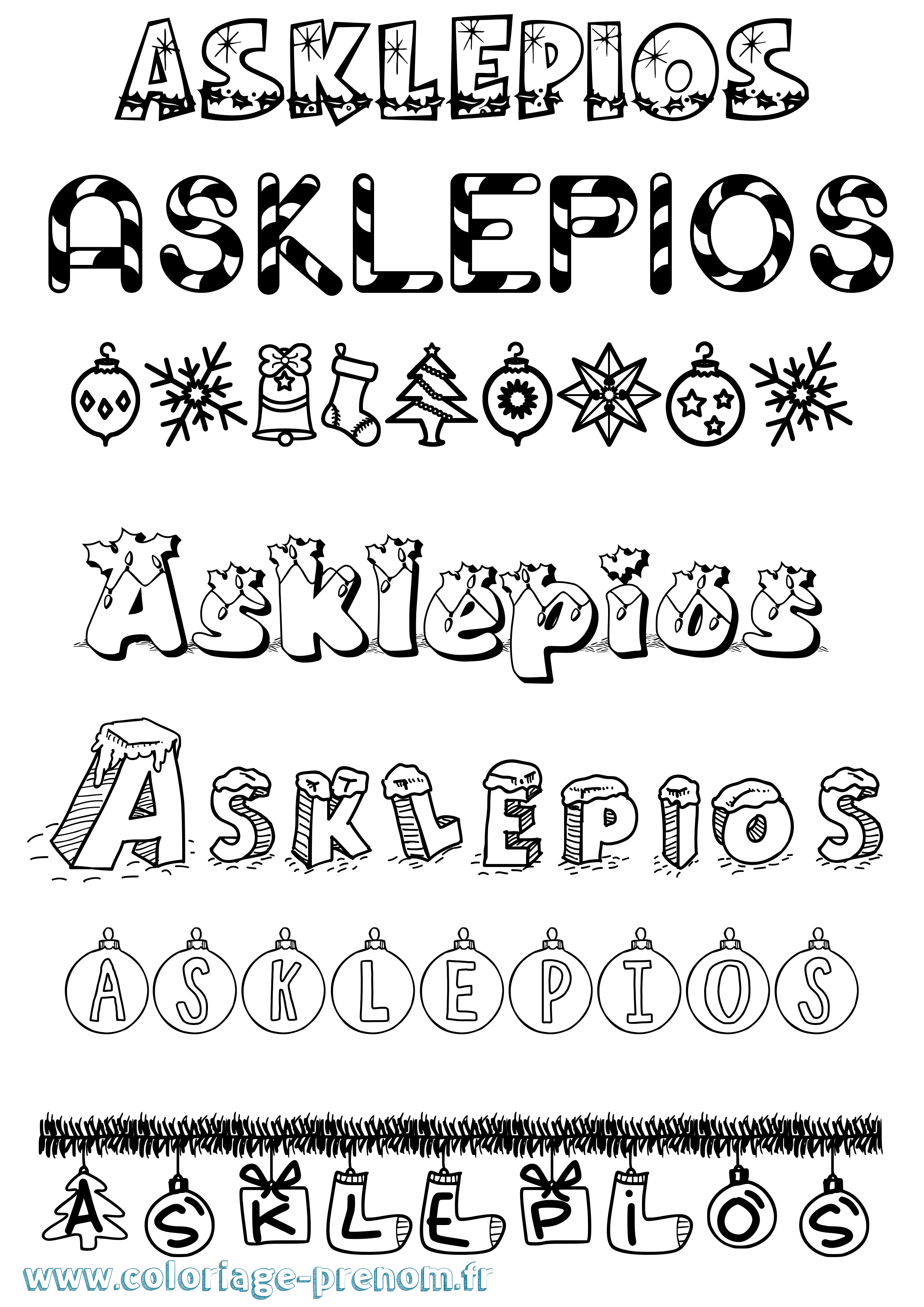 Coloriage prénom Asklepios Noël