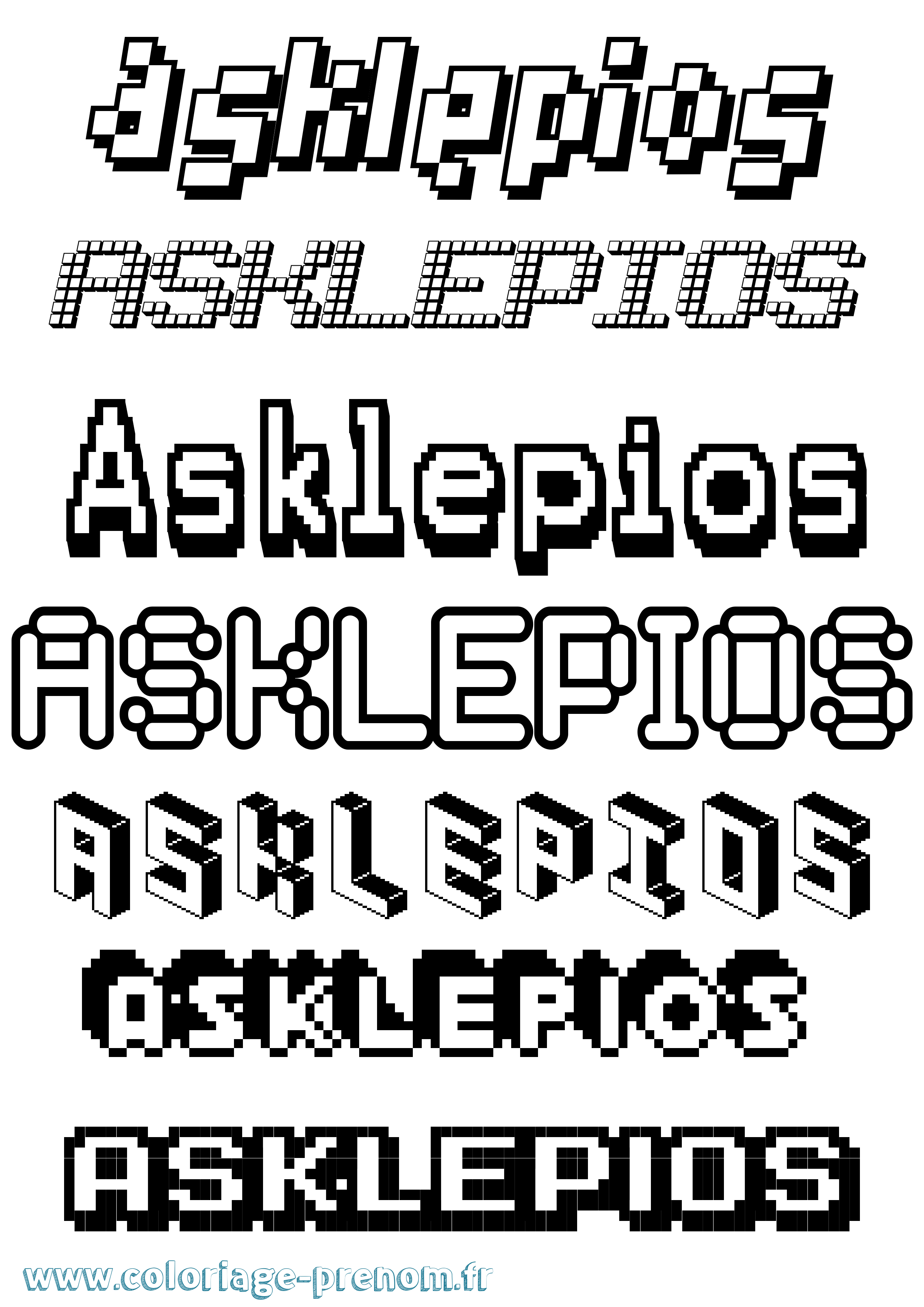 Coloriage prénom Asklepios Pixel